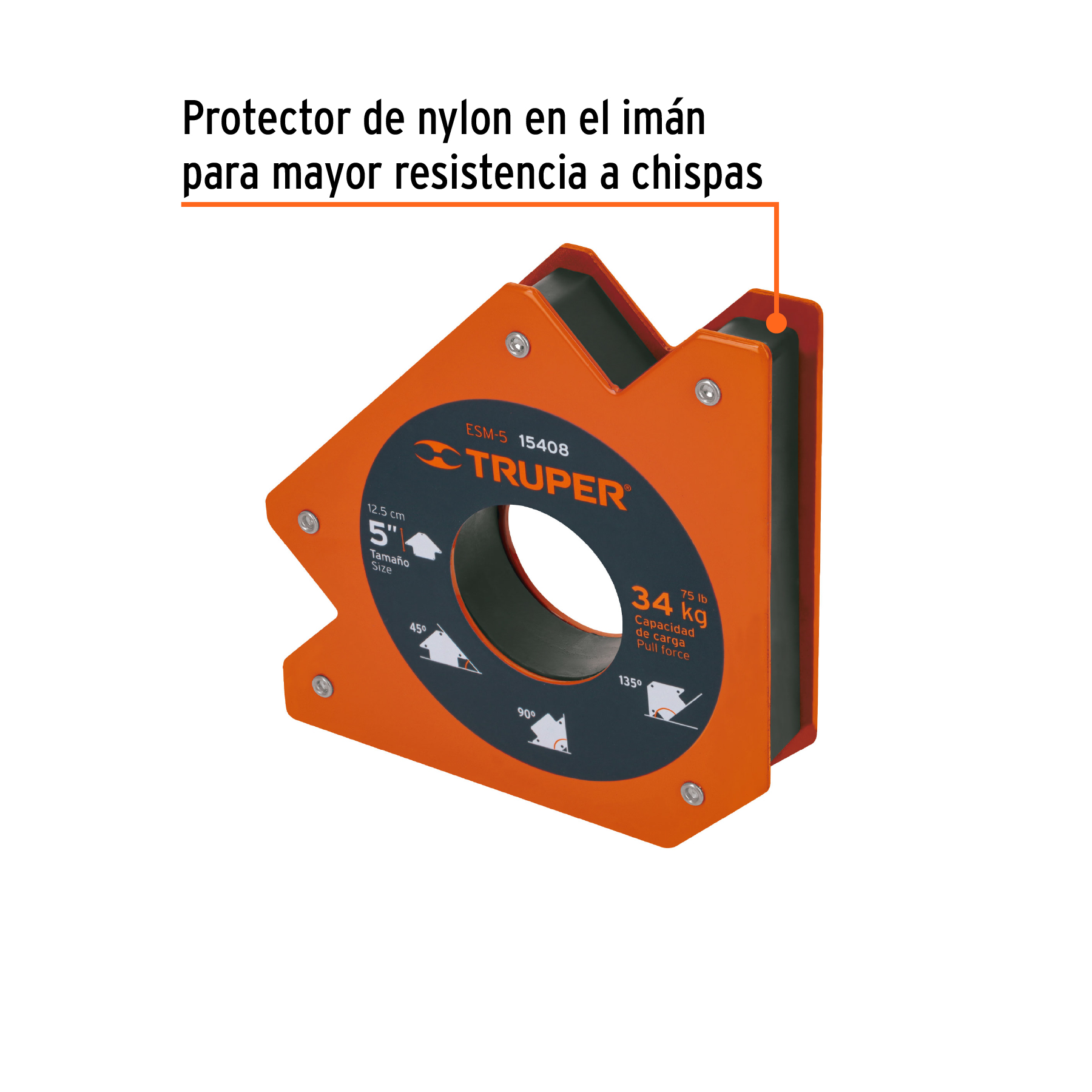 Escuadra magnética para soldar de 5", carga 34 kg, TRUPER TRUPER