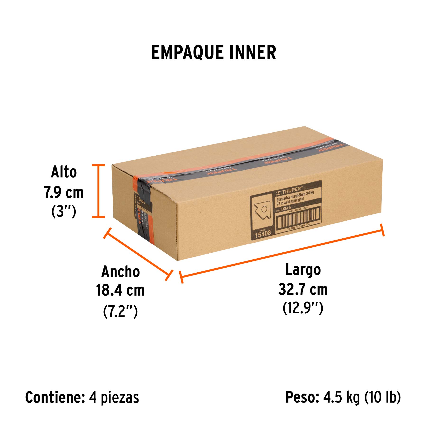 Escuadra magnética para soldar de 5", carga 34 kg, TRUPER TRUPER
