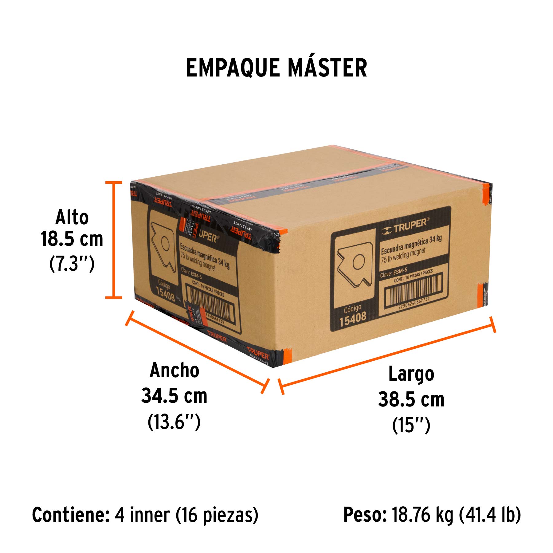 Escuadra magnética para soldar de 5", carga 34 kg, TRUPER TRUPER