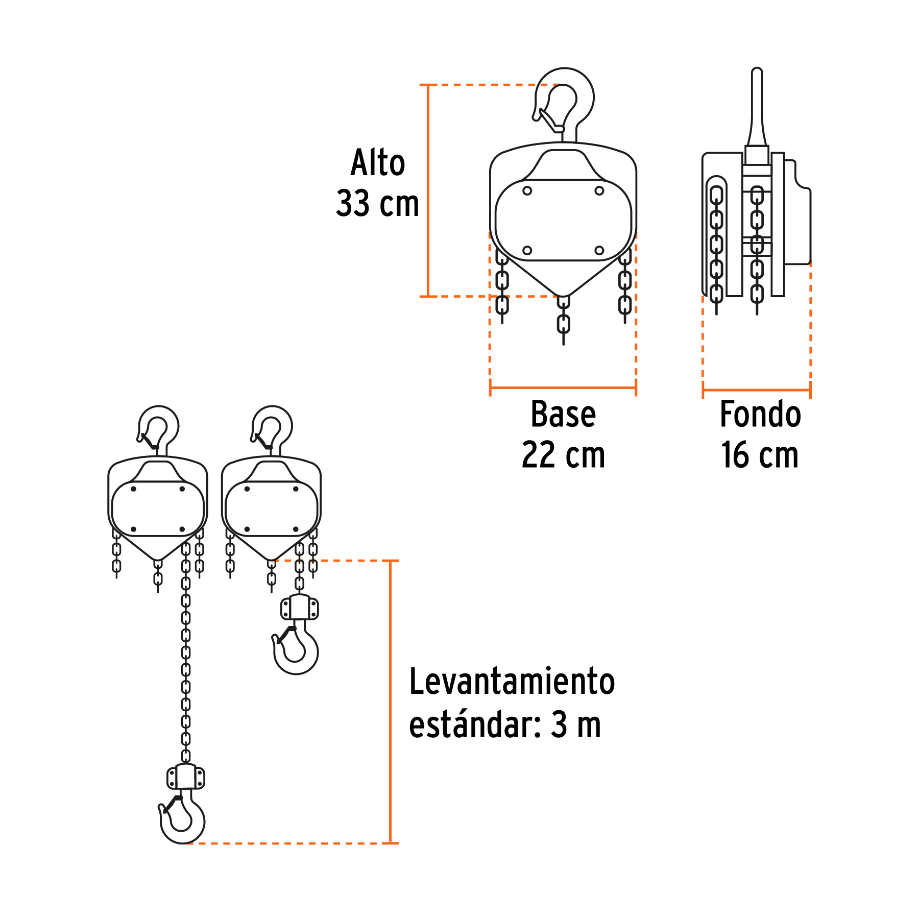 Polipasto de cadena, 3 toneladas, TRUPER TRUPER