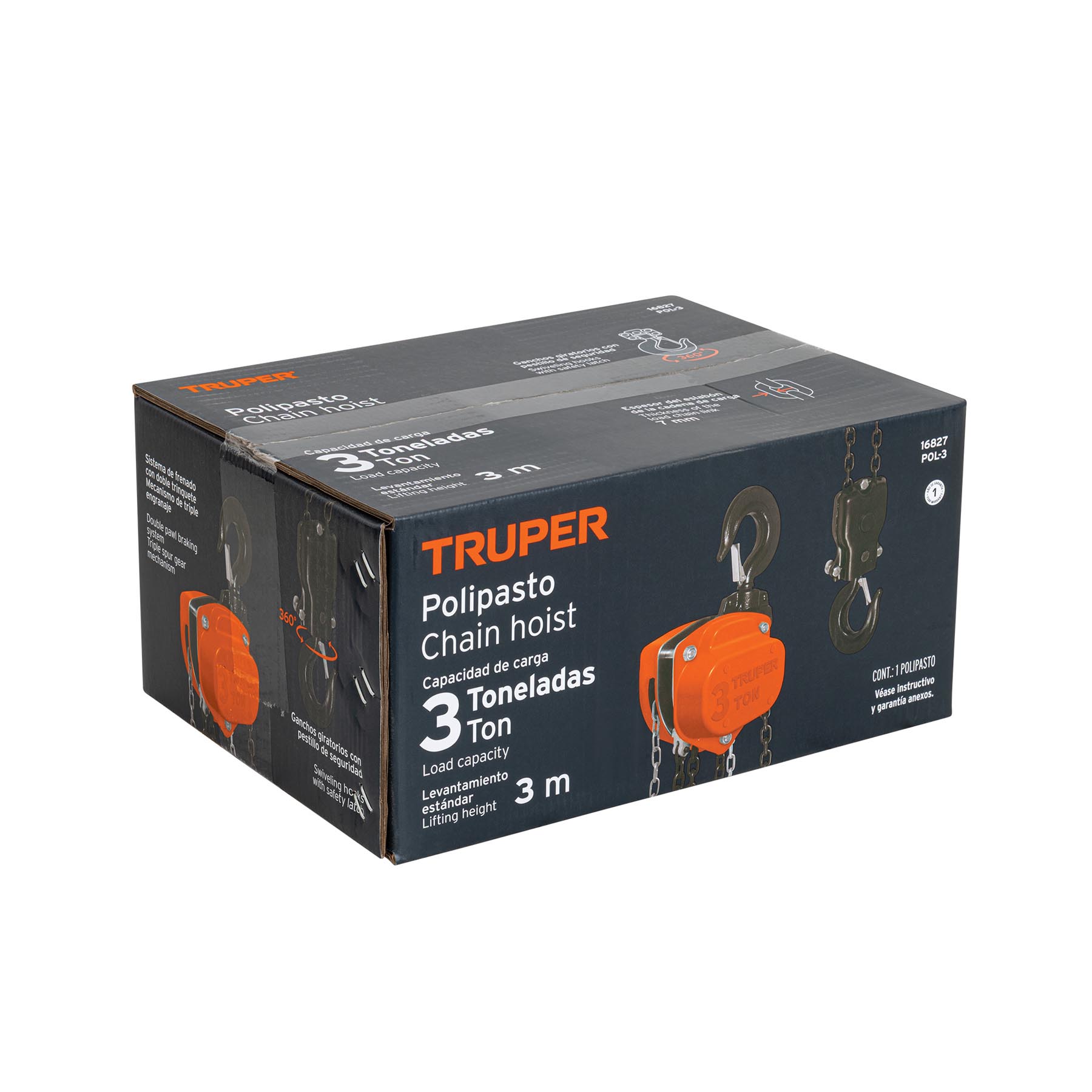 Polipasto de cadena, 3 toneladas, TRUPER TRUPER
