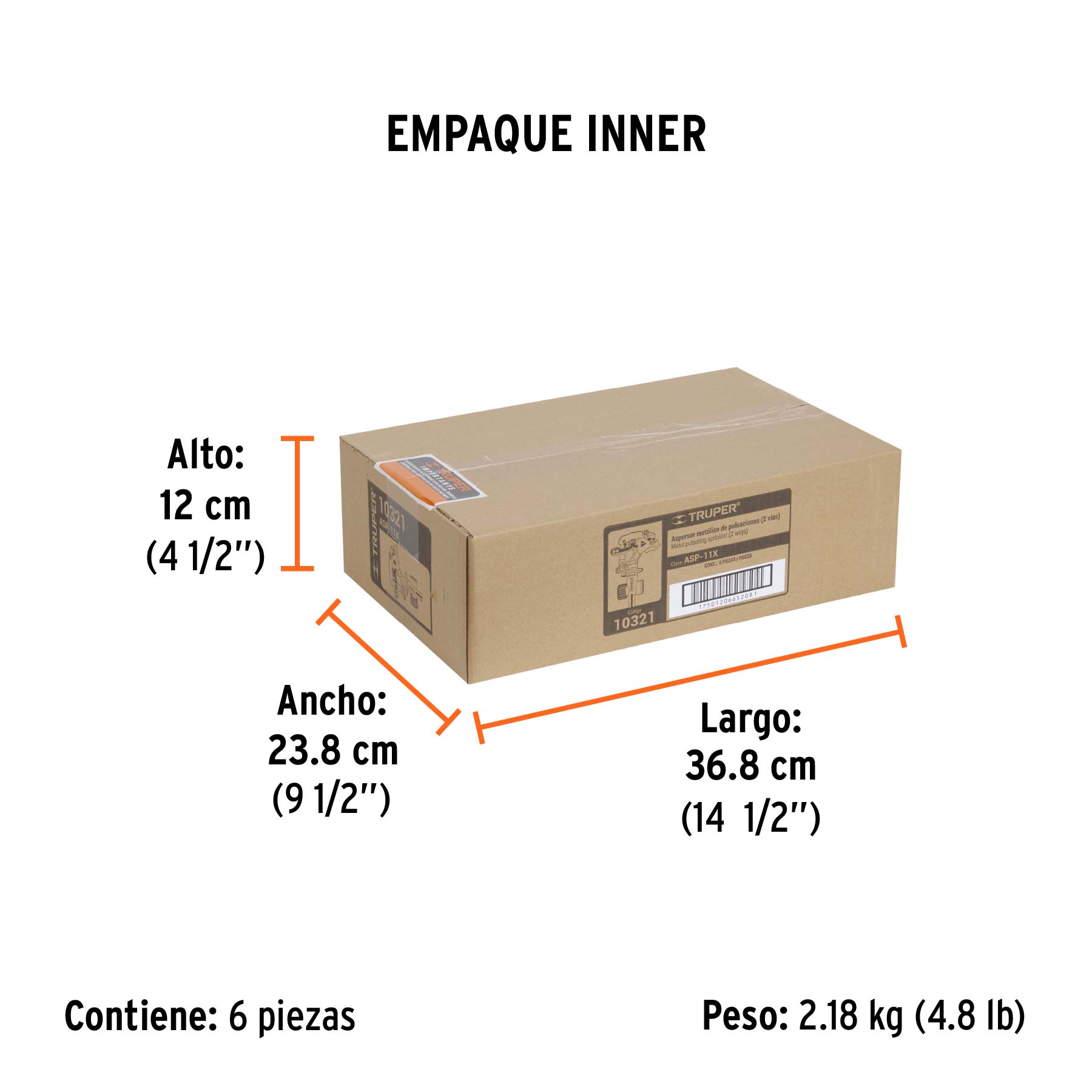 Aspersor metálico 11" dos vías, estaca metálica, TRUPER TRUPER