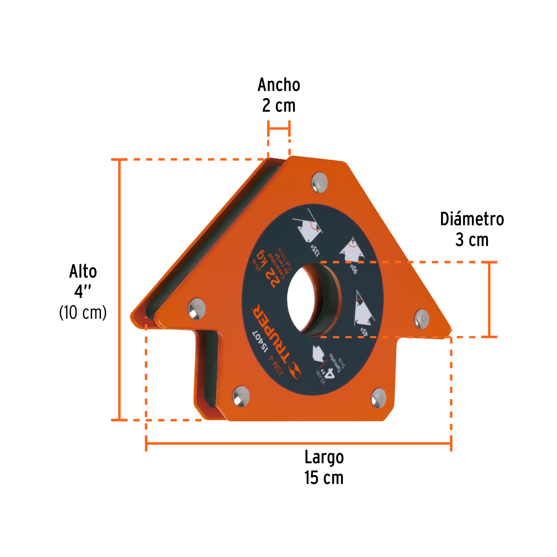 Escuadra magnética para soldar de 4", carga 22 kg, TRUPER TRUPER