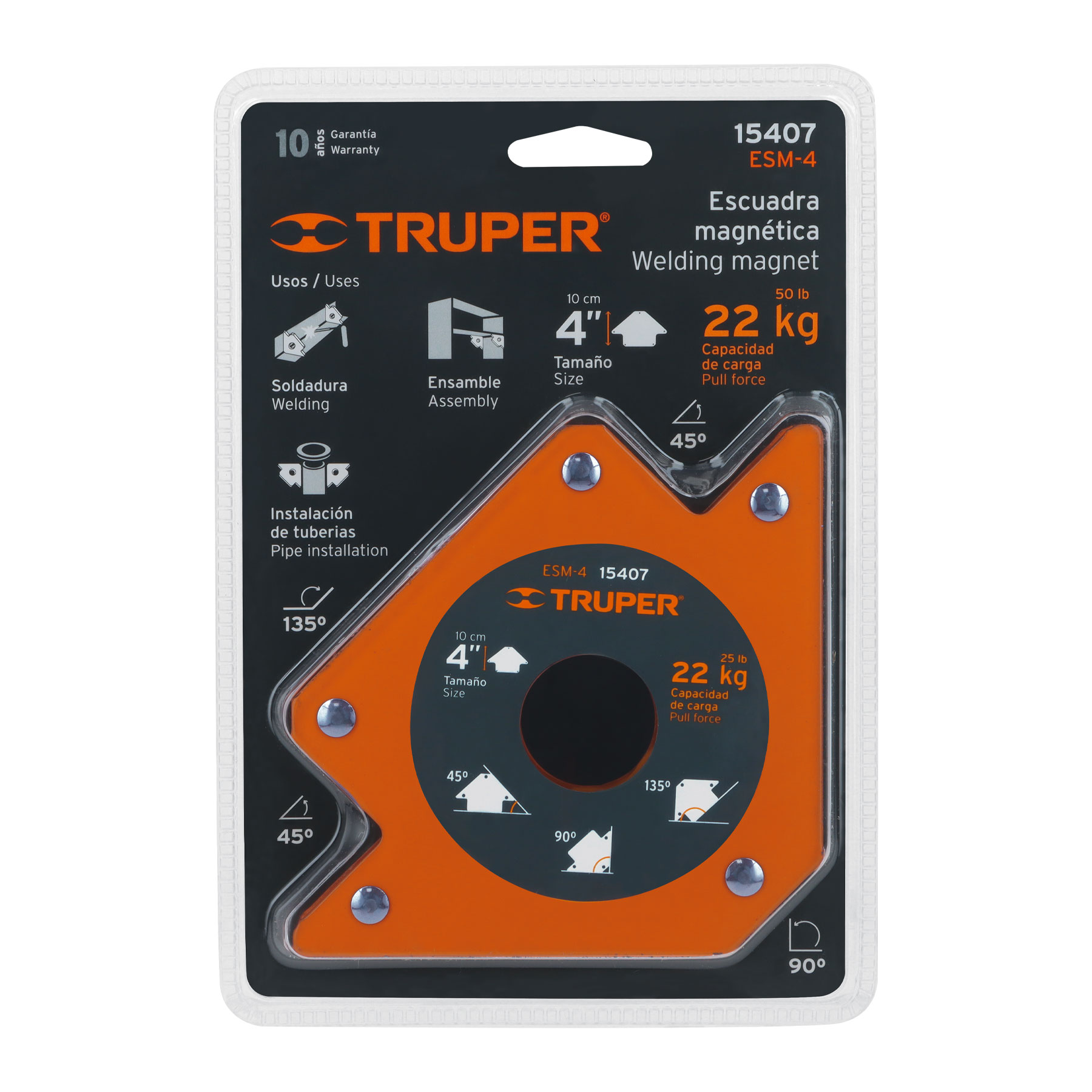 Escuadra magnética para soldar de 4", carga 22 kg, TRUPER TRUPER