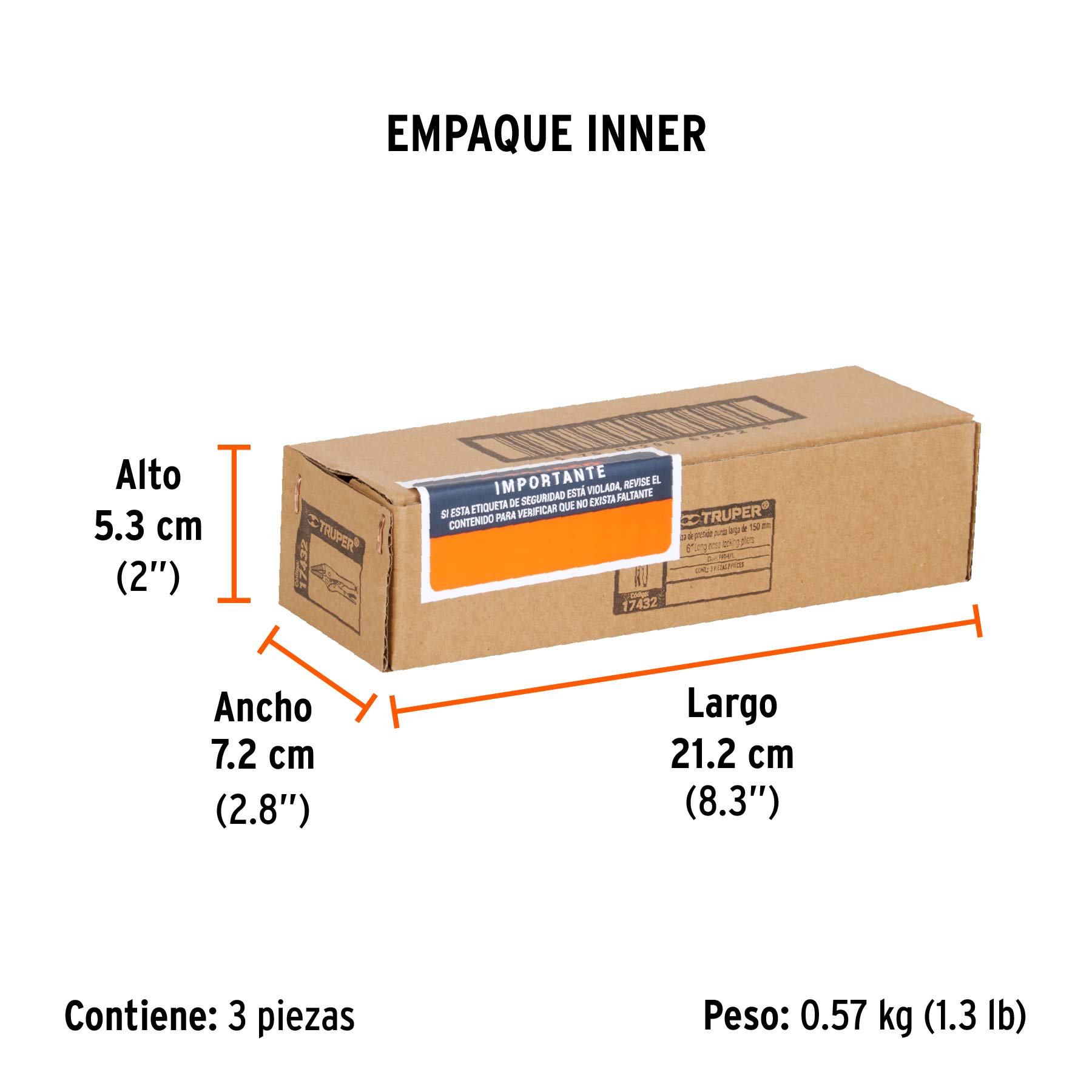 Pinza de presión 6", punta larga, TRUPER TRUPER