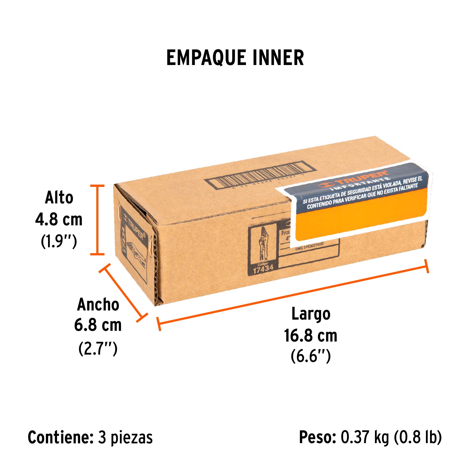 Pinza de presión 4", punta larga, TRUPER TRUPER