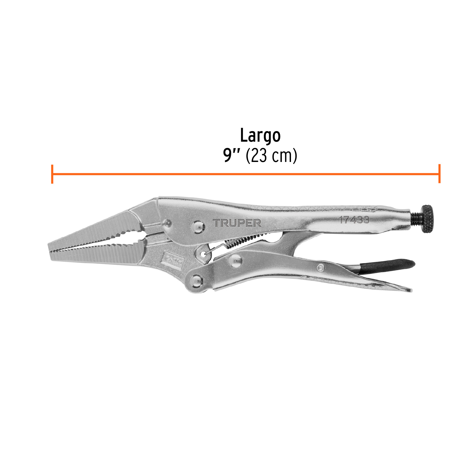 Pinza de presión 9", punta larga, TRUPER TRUPER