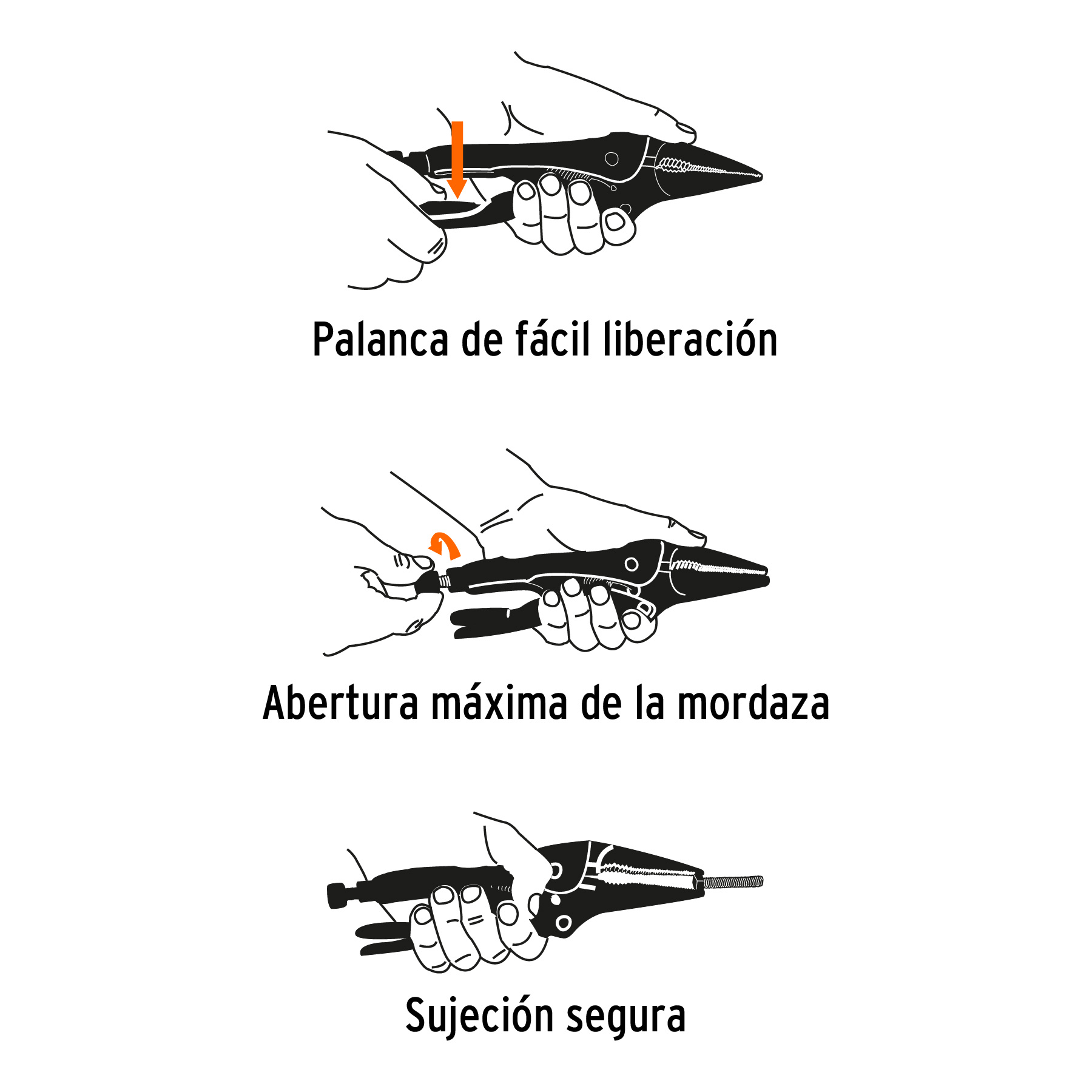 Pinza de presión 9", punta larga, TRUPER TRUPER