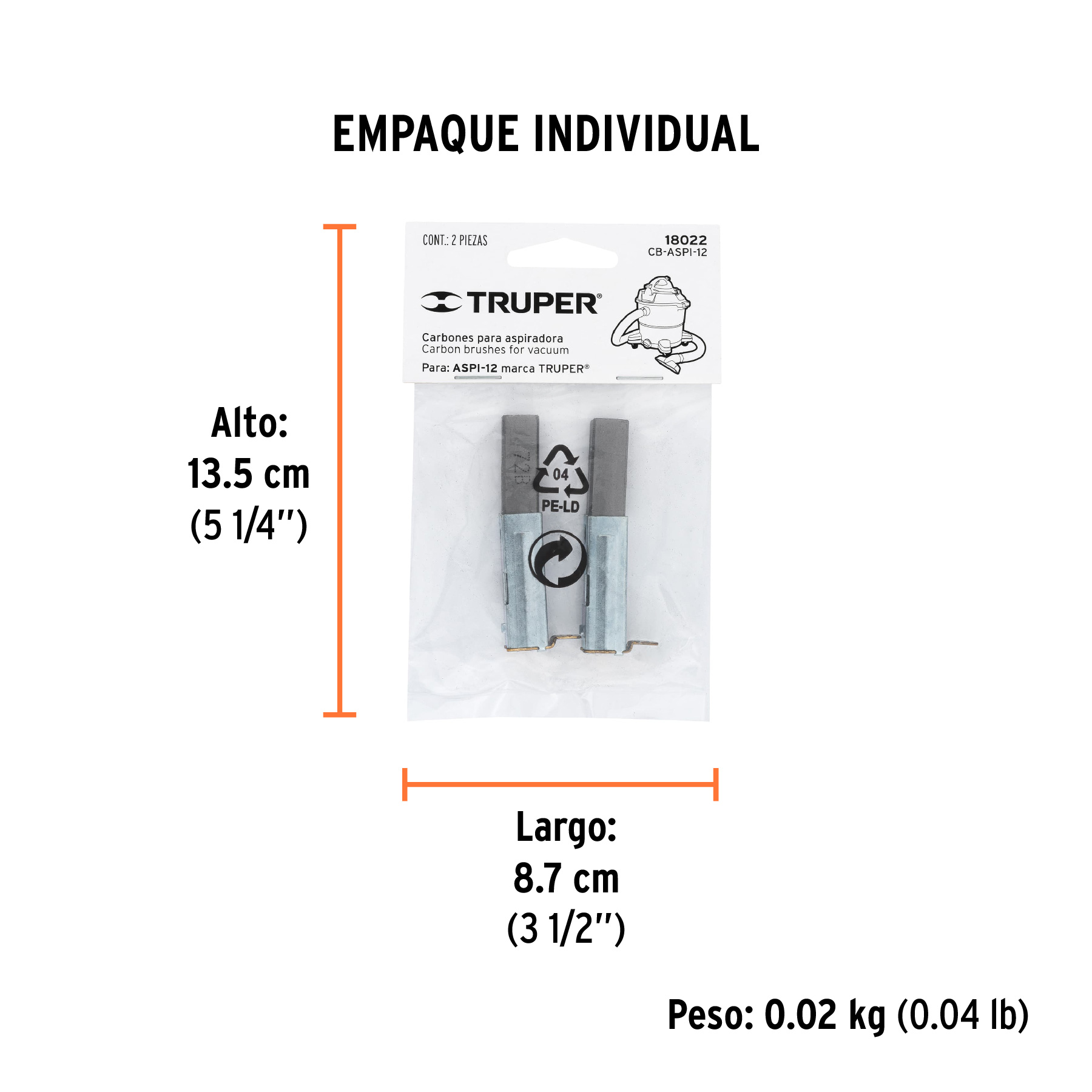 Bolsa con 2 carbones de repuesto para ASPI-12, TRUPER TRUPER