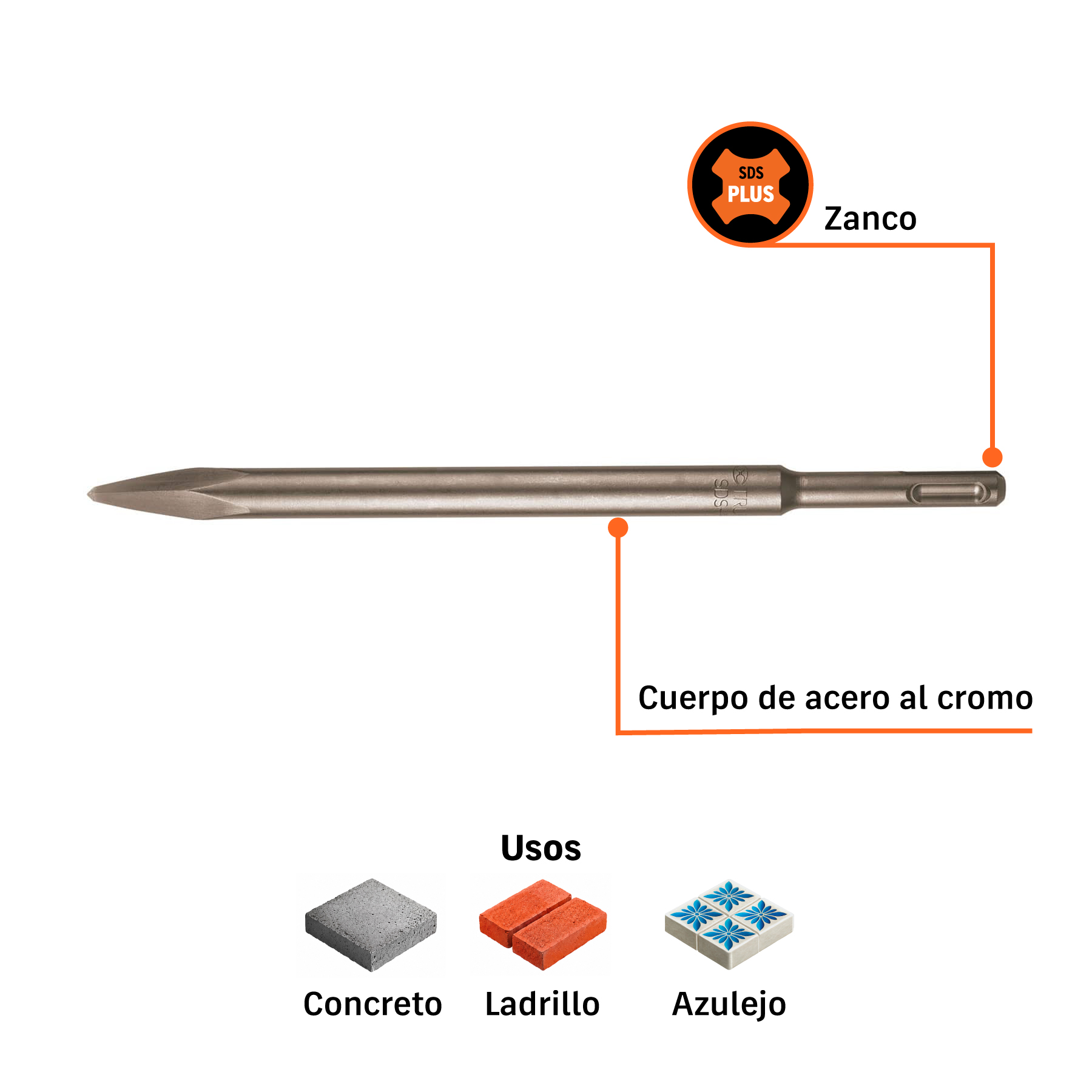 Cincel de punta SDS Plus de 10", TRUPER TRUPER