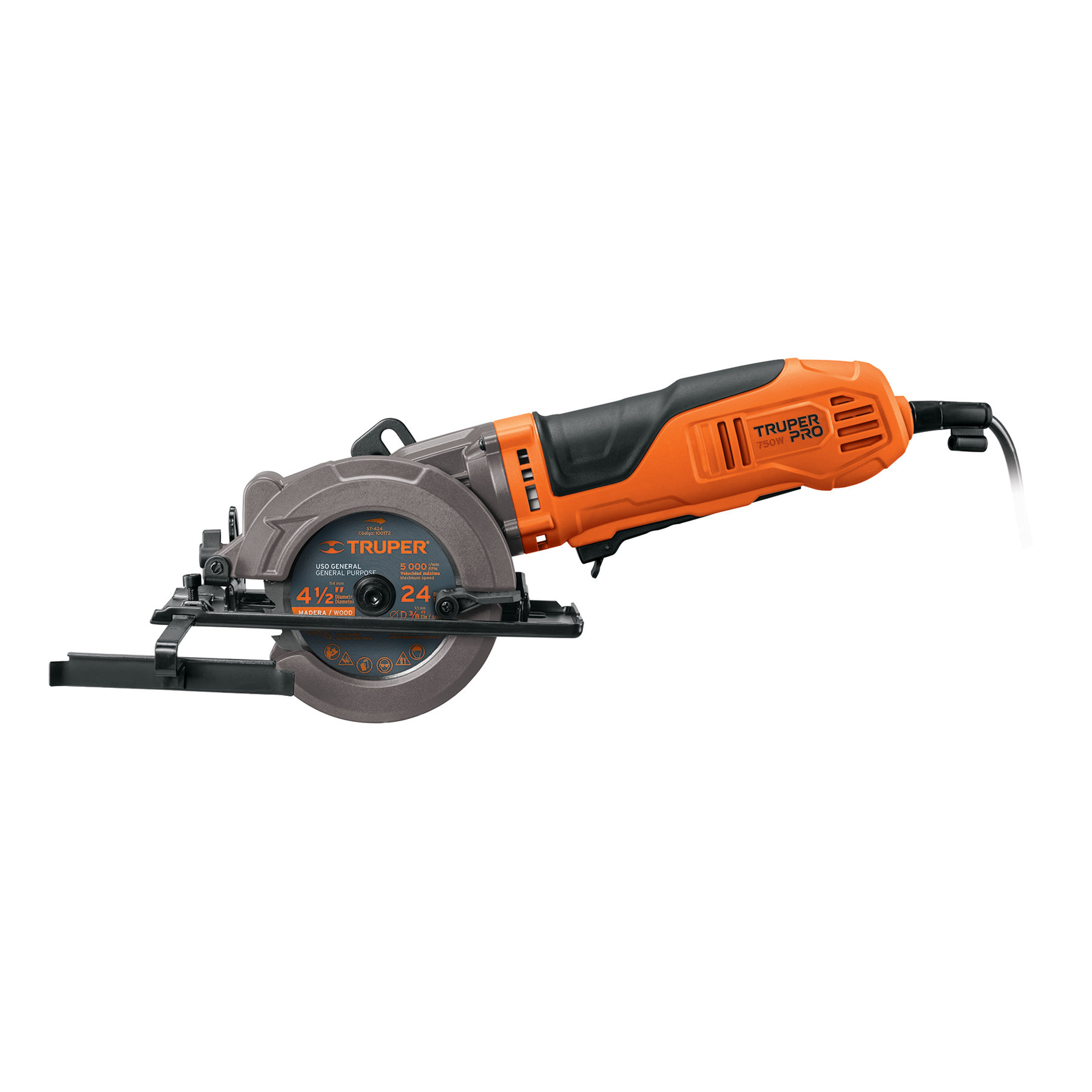 Sierra circular compacta 4-1/2", 750W, TRUPER PRO TRUPER