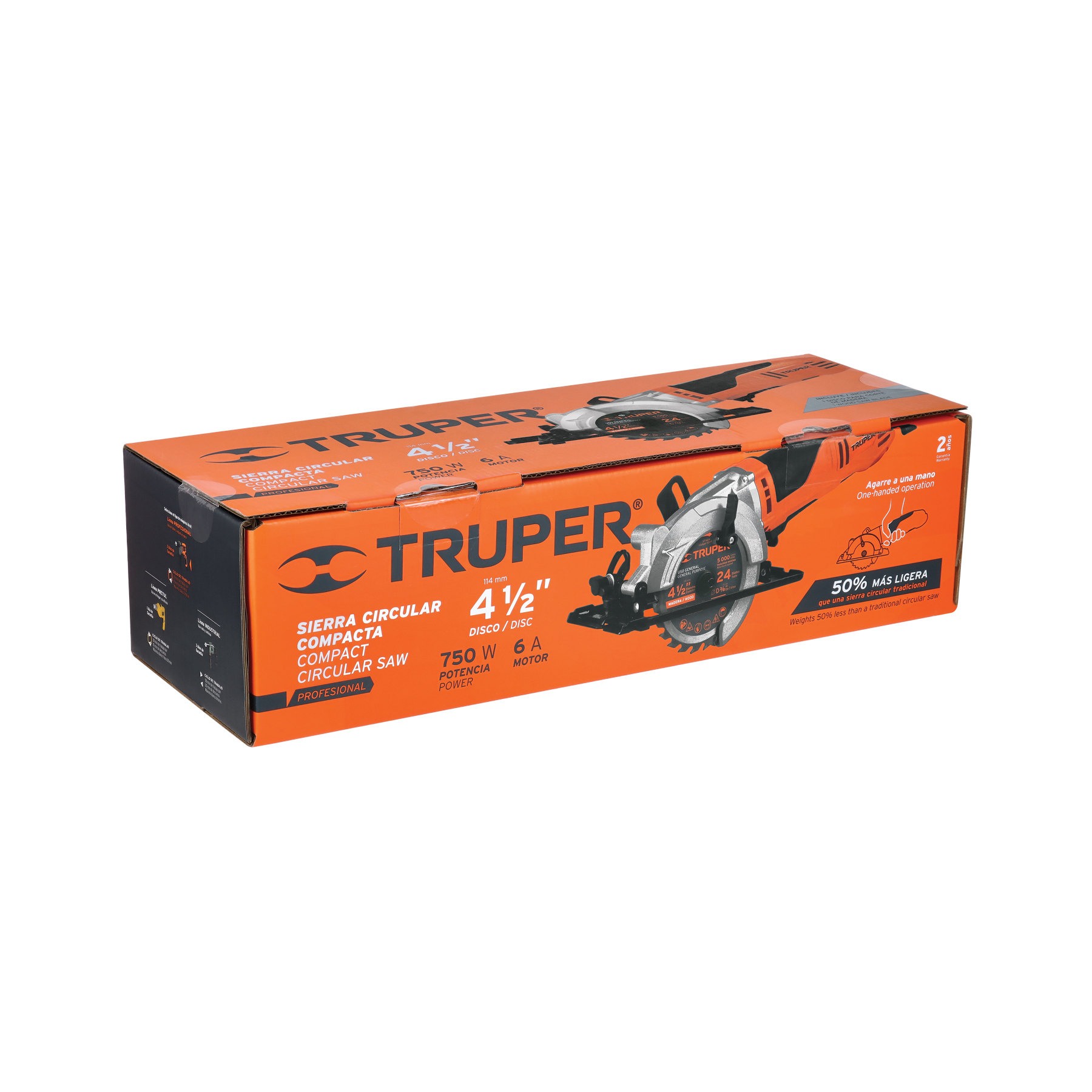 Sierra circular compacta 4-1/2", 750W, TRUPER PRO TRUPER