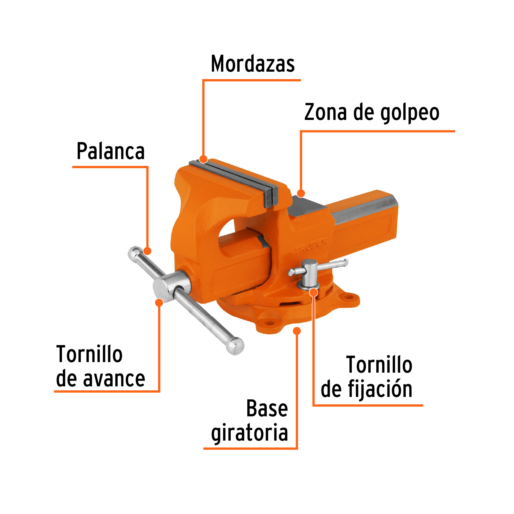 Tornillo de banco 4" tipo europeo de hierro nodular, TRUPER TRUPER
