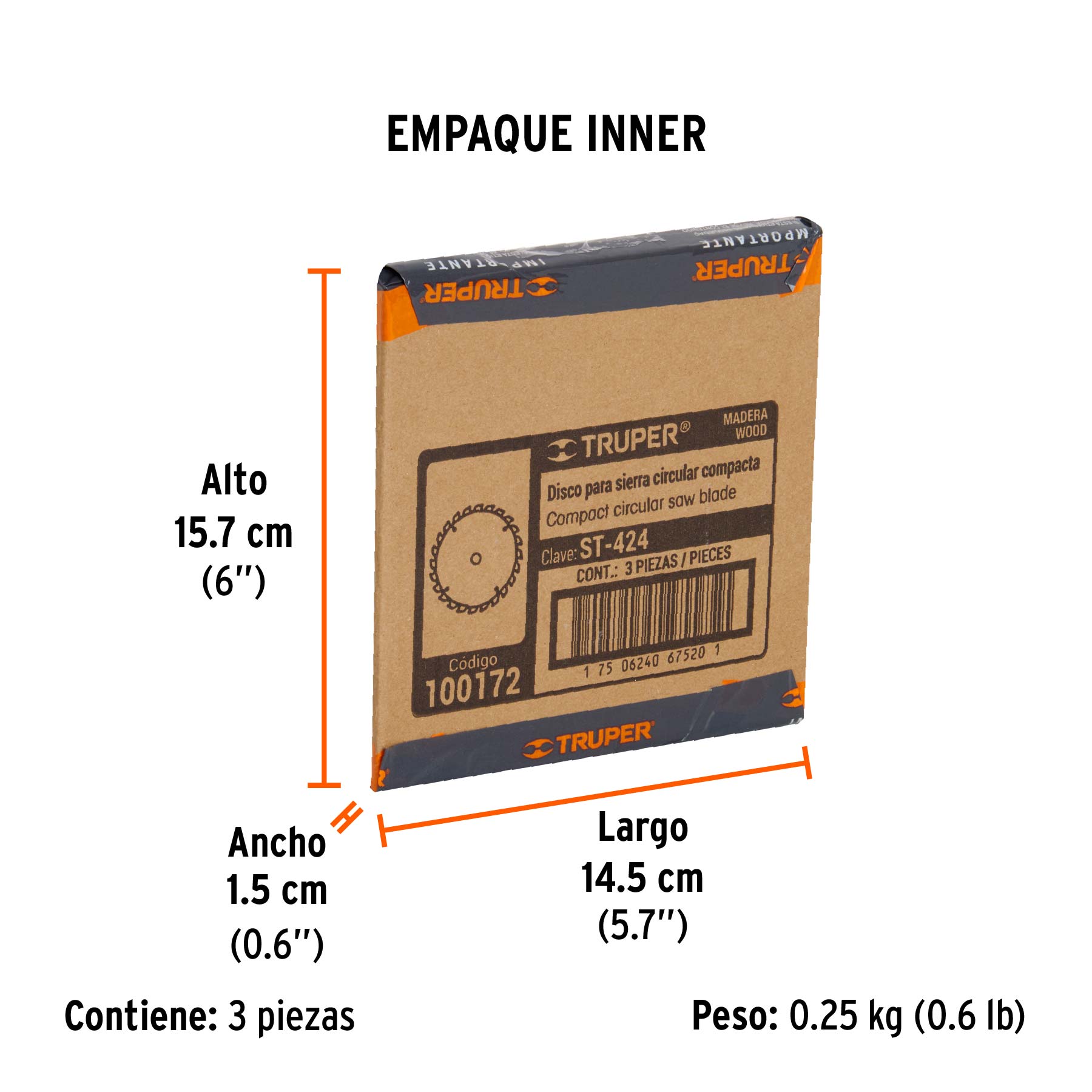 Disco sierra 4-1/2" para madera, 24 dientes centro 3/8" TRUPER