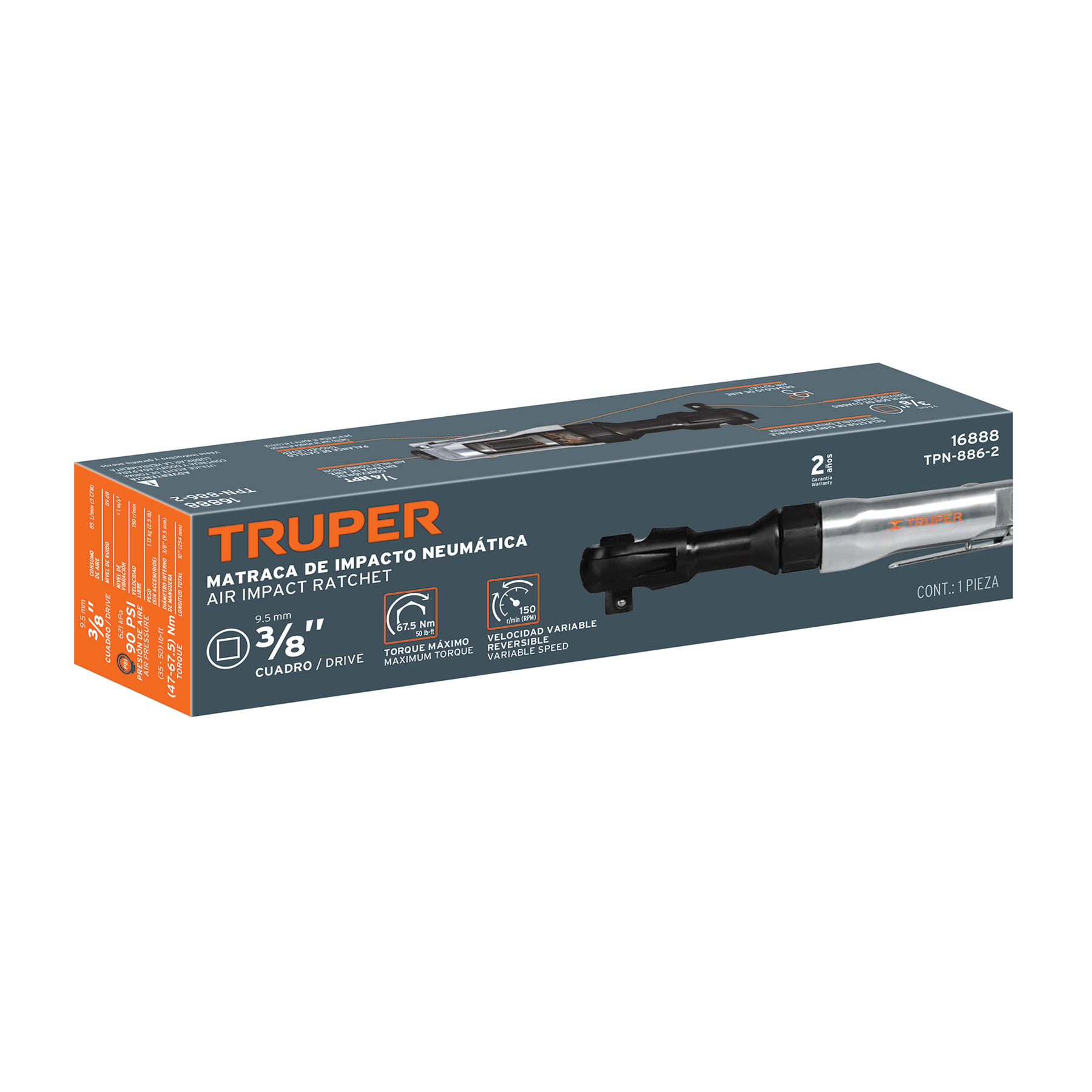 Matraca de impacto neumática 1/2", TRUPER TRUPER