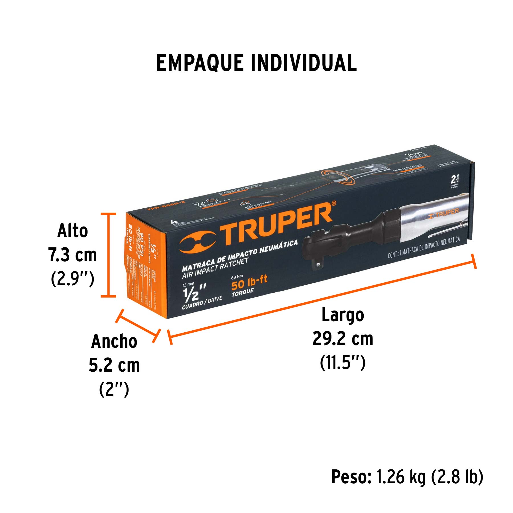 Matraca de impacto neumática 1/2", TRUPER TRUPER