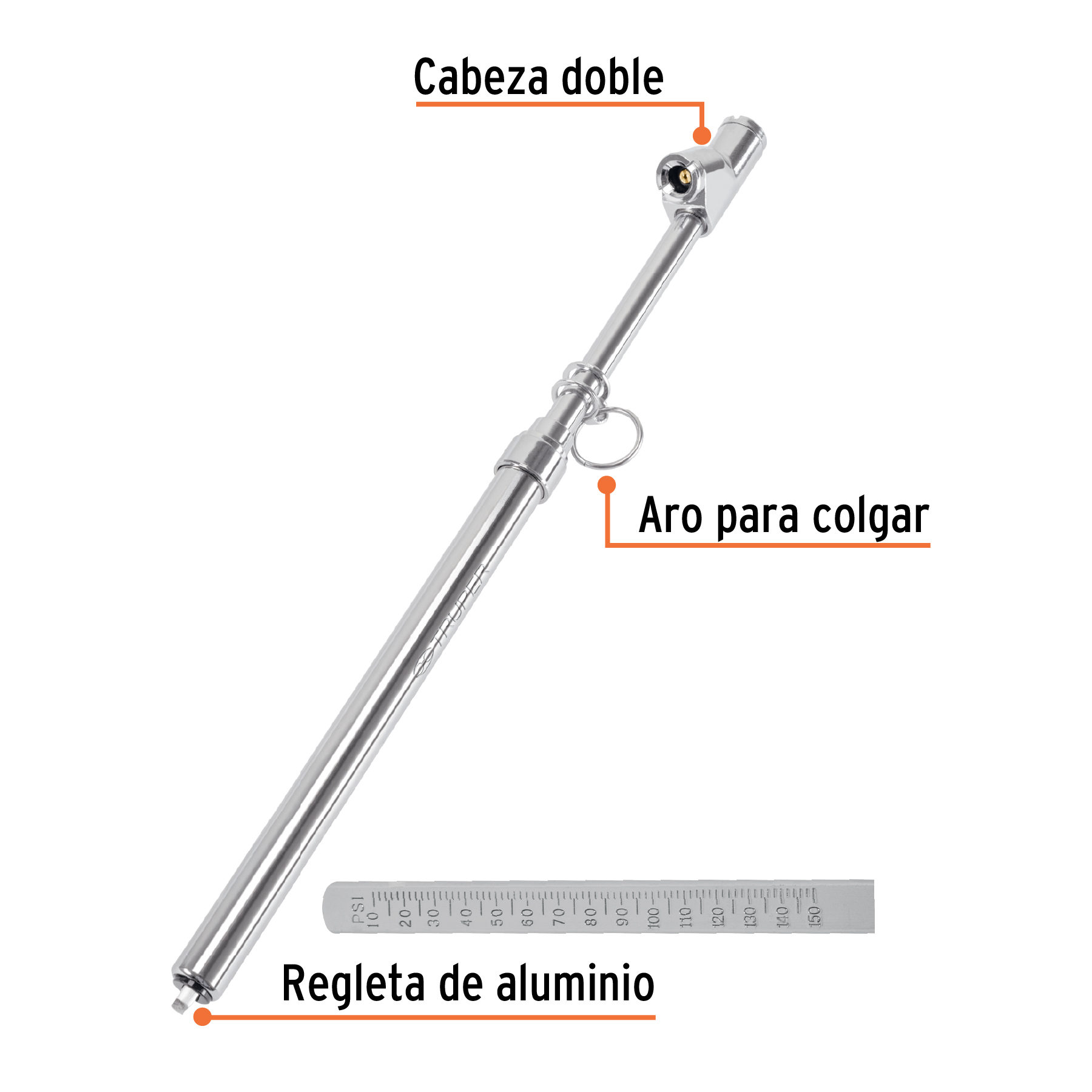 Calibrador de presión 200 psi cabeza doble, uso rudo, TRUPER TRUPER
