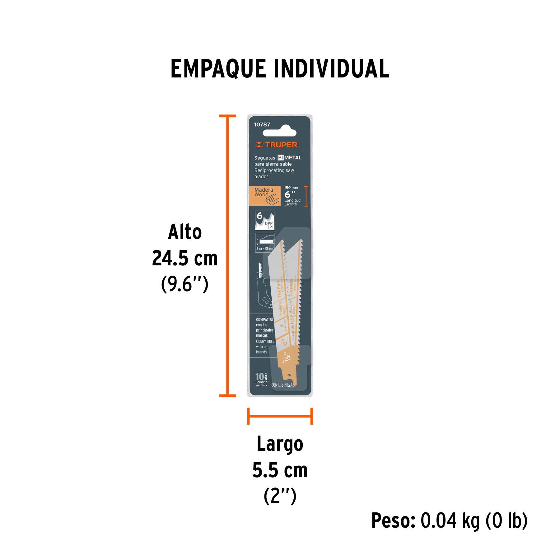 Blíster con 2 seguetas sierra sable 6" 6 DPP para madera TRUPER