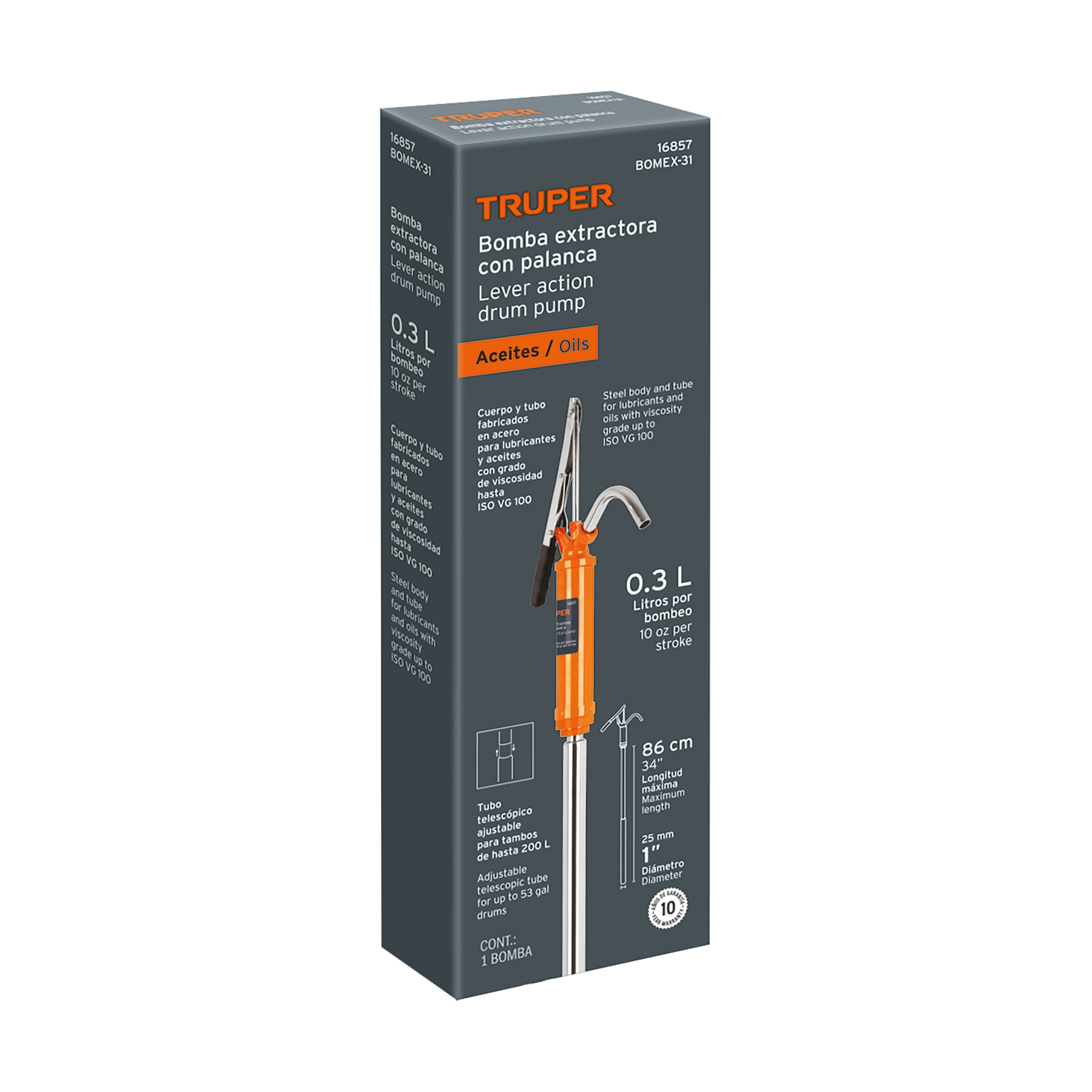 Bomba manual extractora de aceites con palanca, TRUPER TRUPER