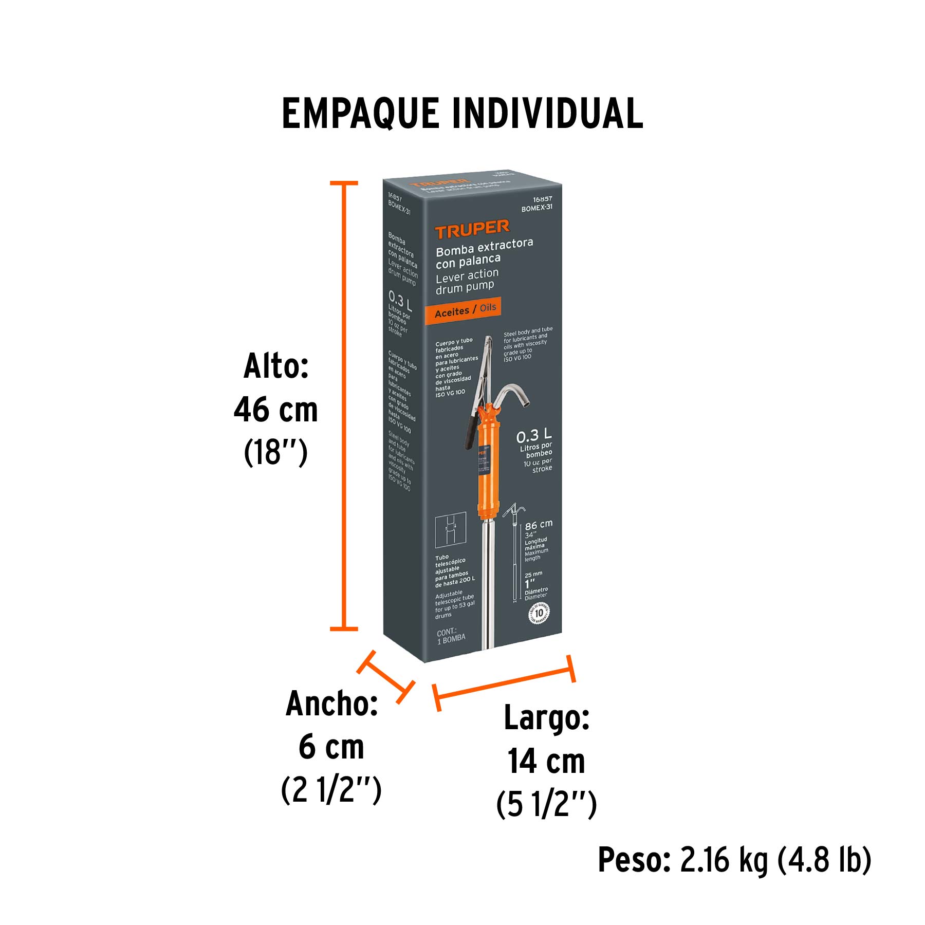 Bomba manual extractora de aceites con palanca, TRUPER TRUPER