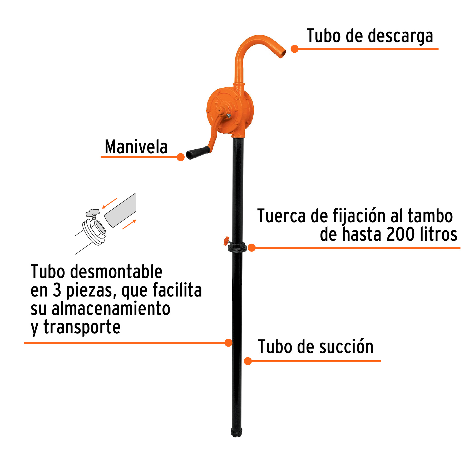 Bomba manual extractora de aceites con manivela, TRUPER TRUPER