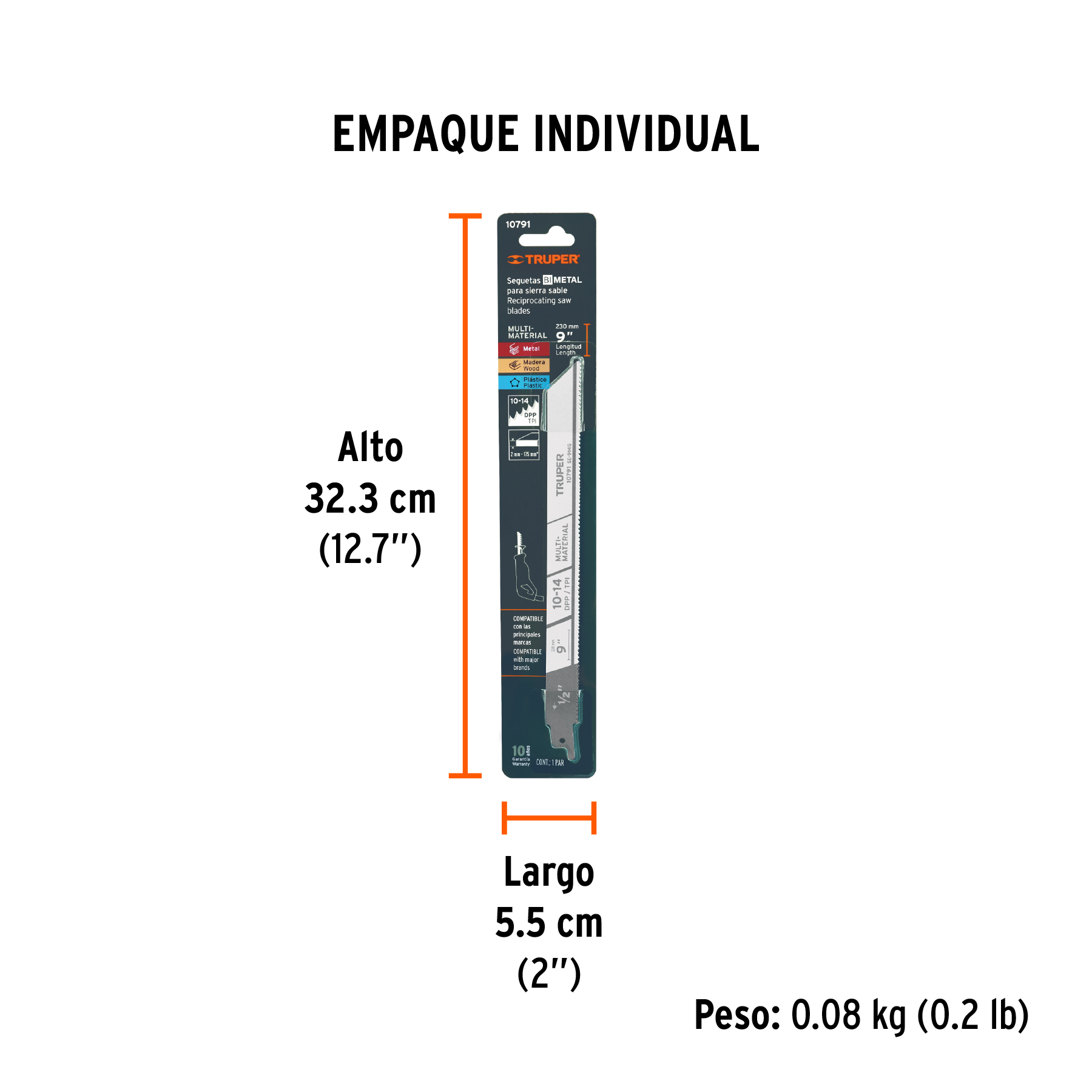 Blíster con 2 seguetas sierra sable 9" 10-14 DPP uso general TRUPER