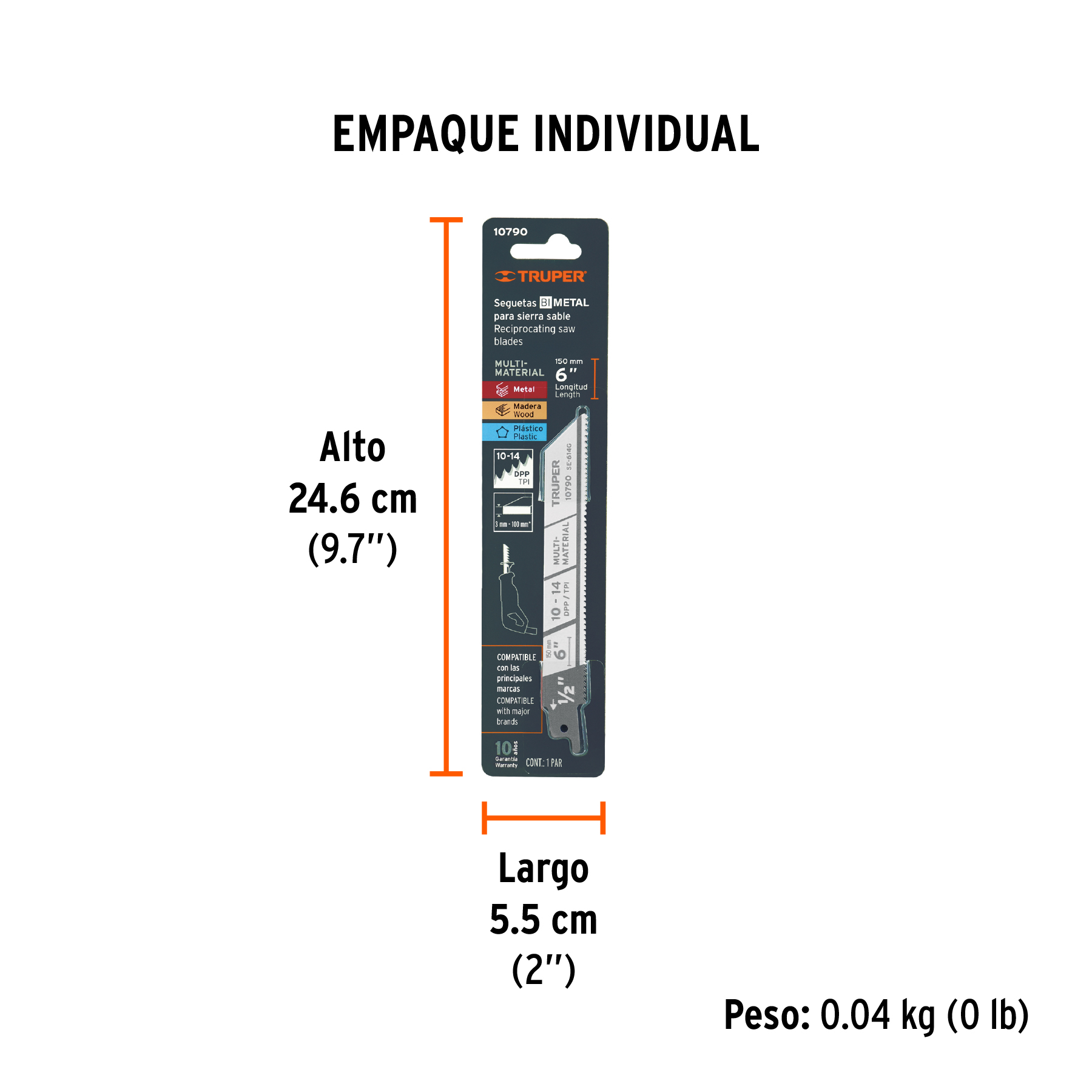 Blíster con 2 seguetas sierra sable 6" 10-14 DPP uso general TRUPER