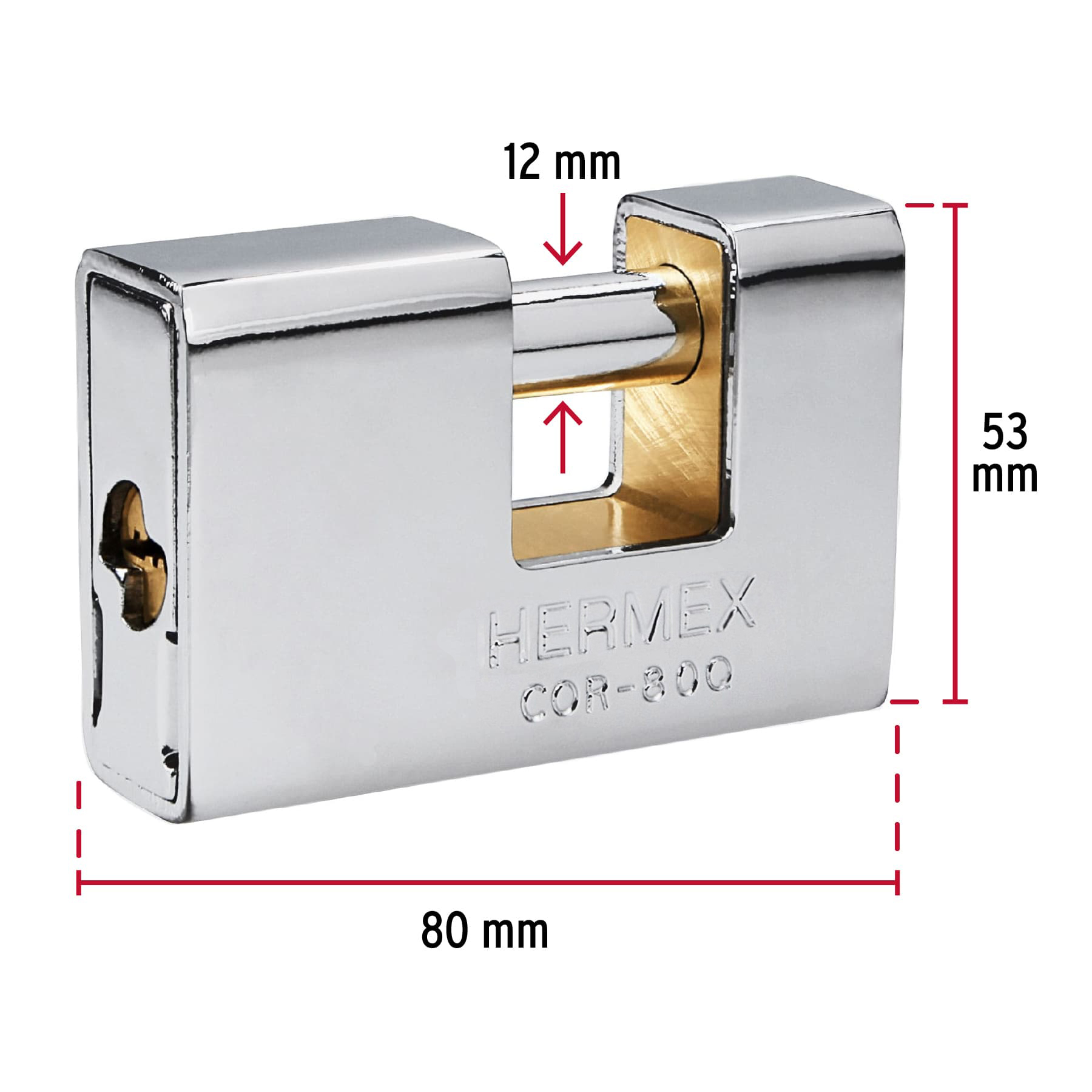 Candado antipalanca, 80mm, blindado, llave puntos, HERMEX TRUPER