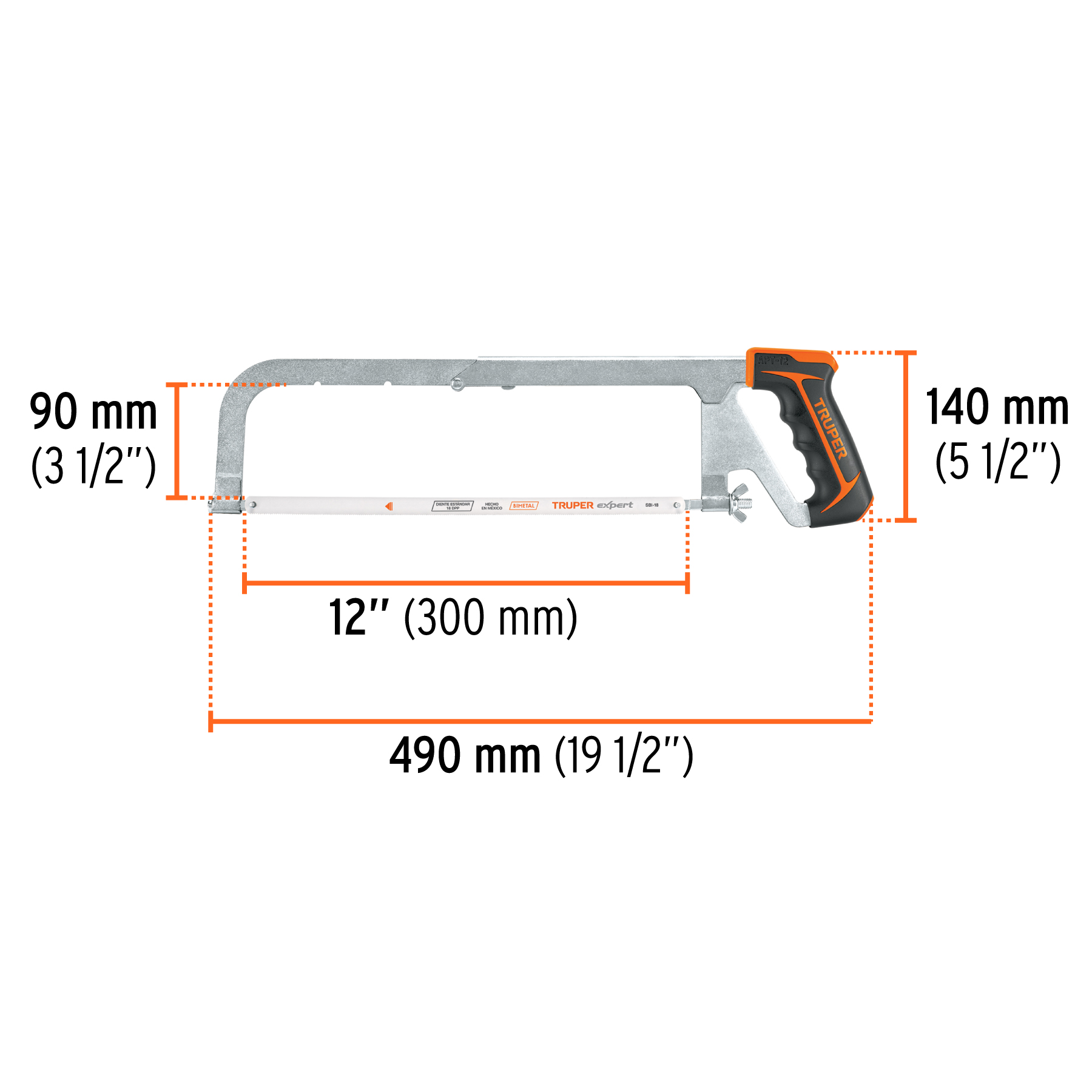 Arco 12" profesional ajustable de solera para segueta TRUPER