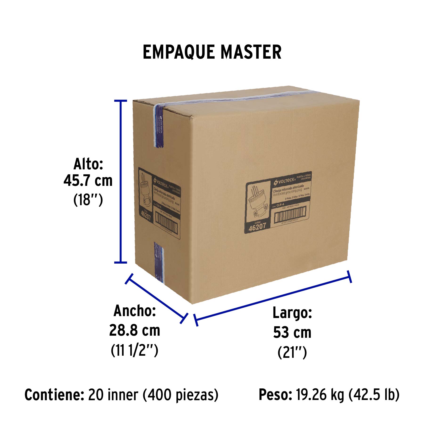 Clavija industrial reforzada aterrizada, 2 polos+tierra TRUPER