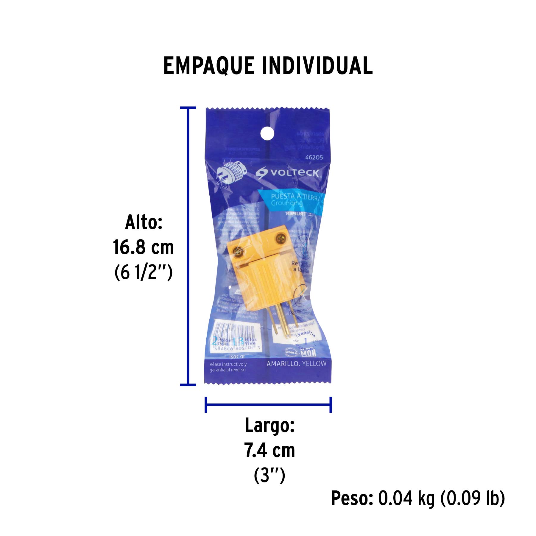 Clavija industrial plástica aterrizada, 2 polos+tierra TRUPER
