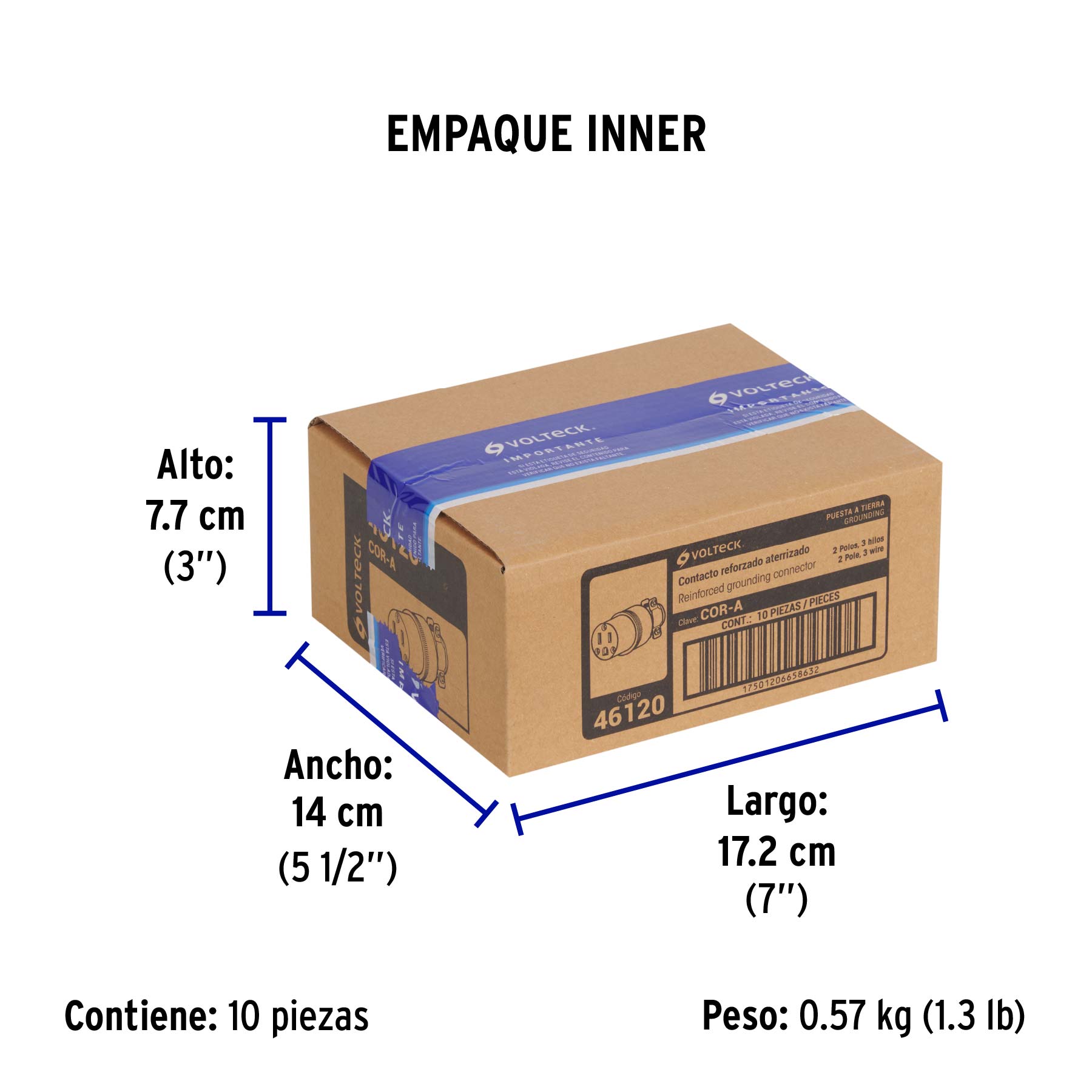 Contacto industrial reforzado aterrizado, 2 polos+tierra TRUPER