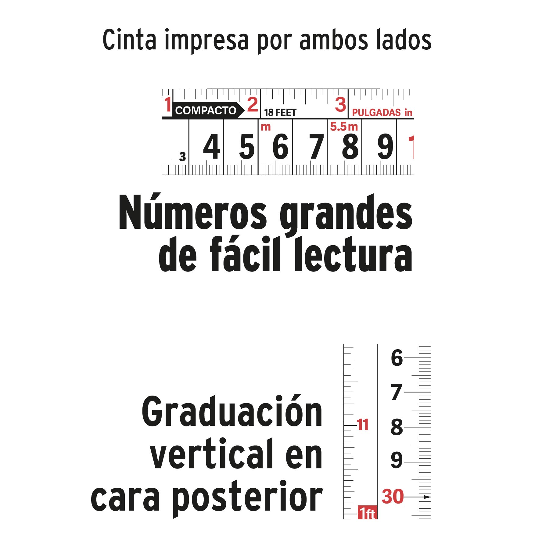 Flexómetro compacto contra impactos 8 m cinta 25 mm, TRUPER TRUPER