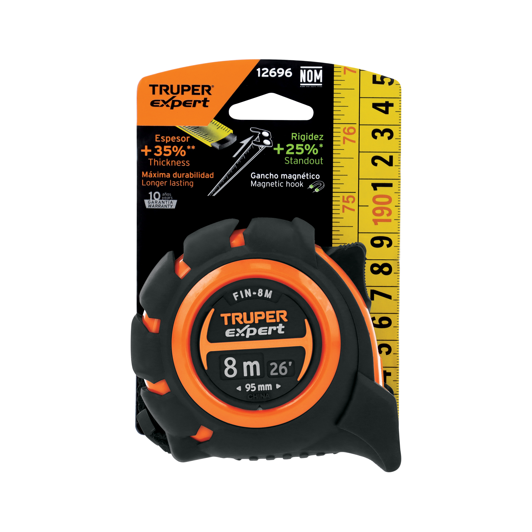 Flexómetro industrial contra impactos 8 m cinta 25 mm TRUPER