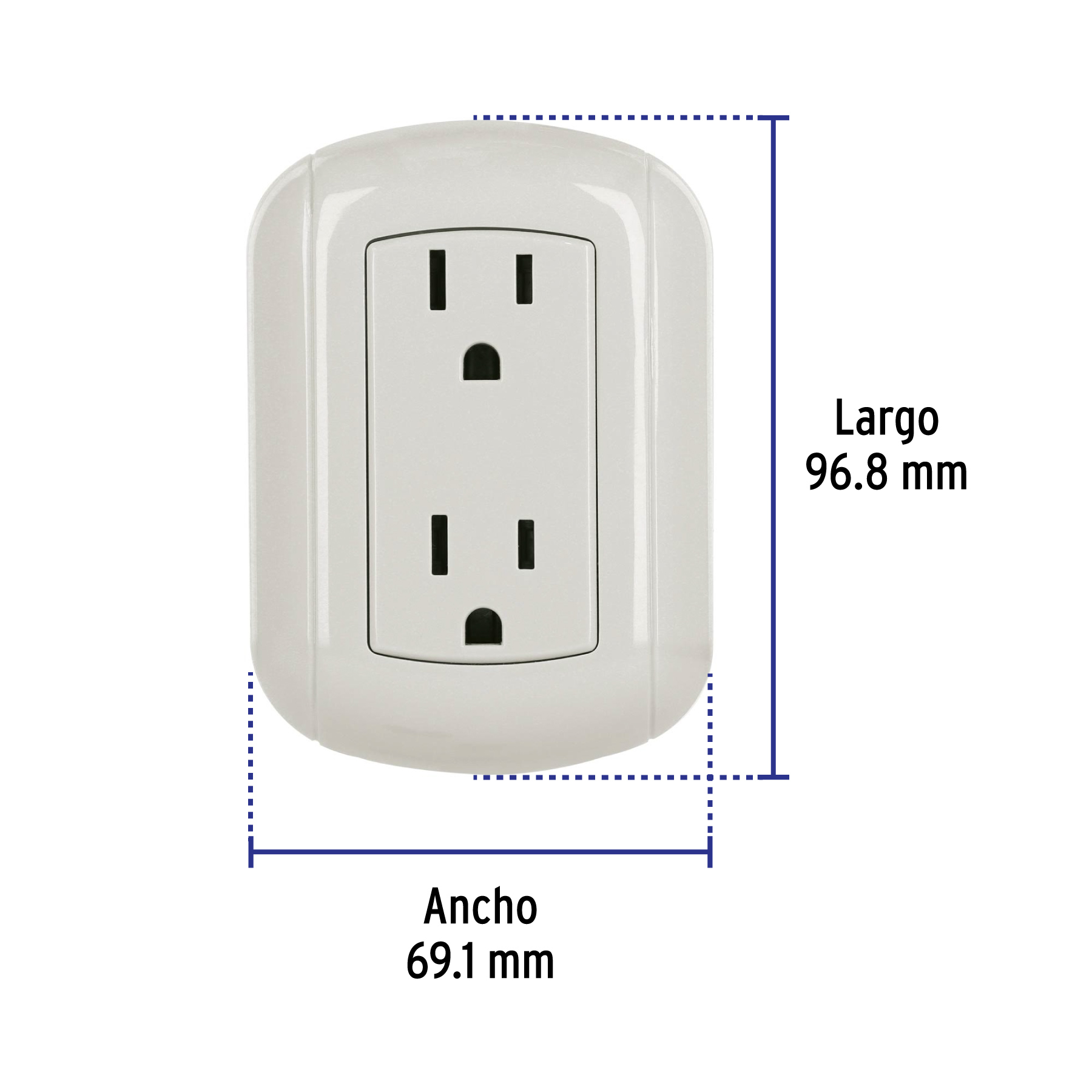 Contacto de sobreponer dúplex 2 polos+ tierra, ABS, VOLTECK TRUPER