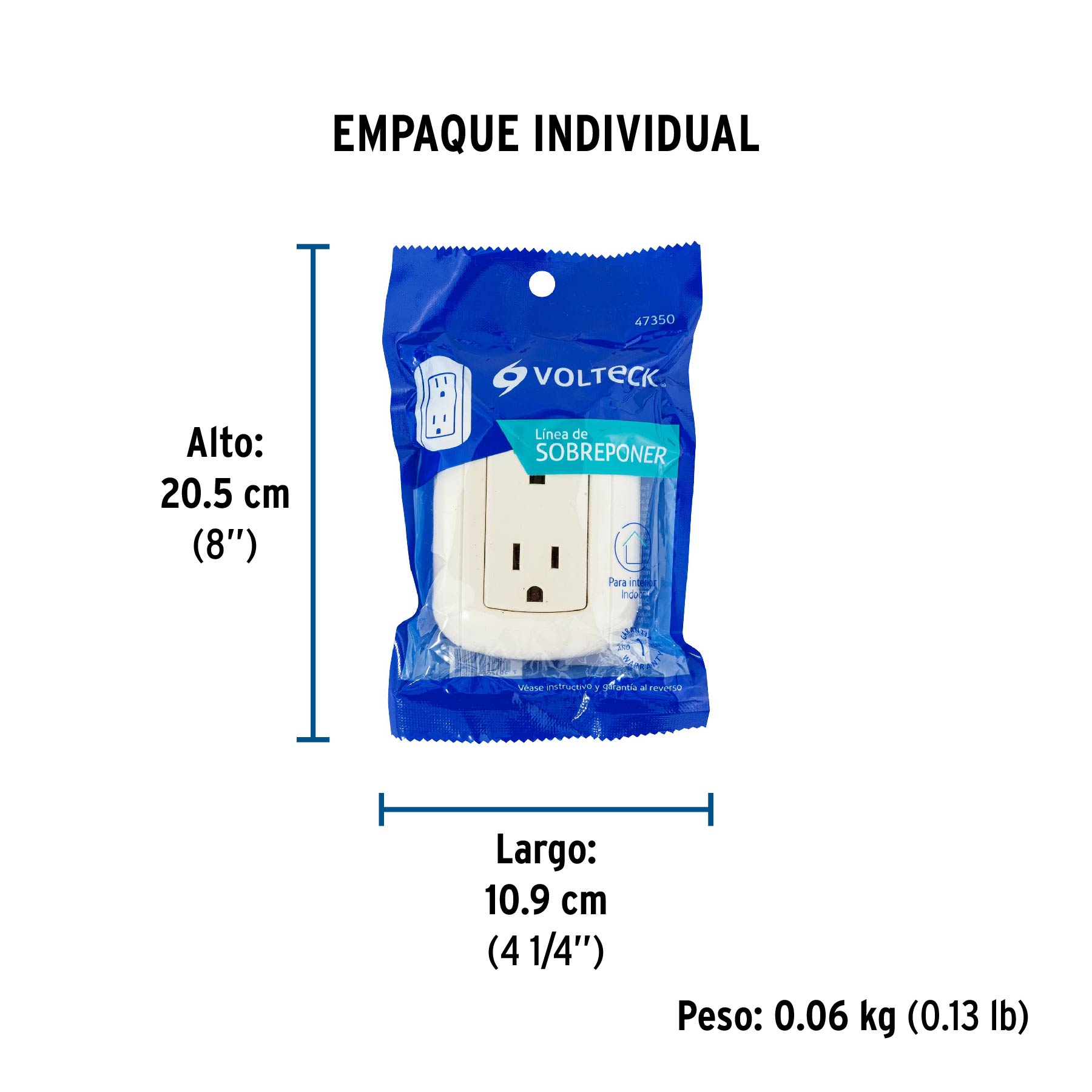 Contacto de sobreponer dúplex 2 polos+ tierra, ABS, VOLTECK TRUPER