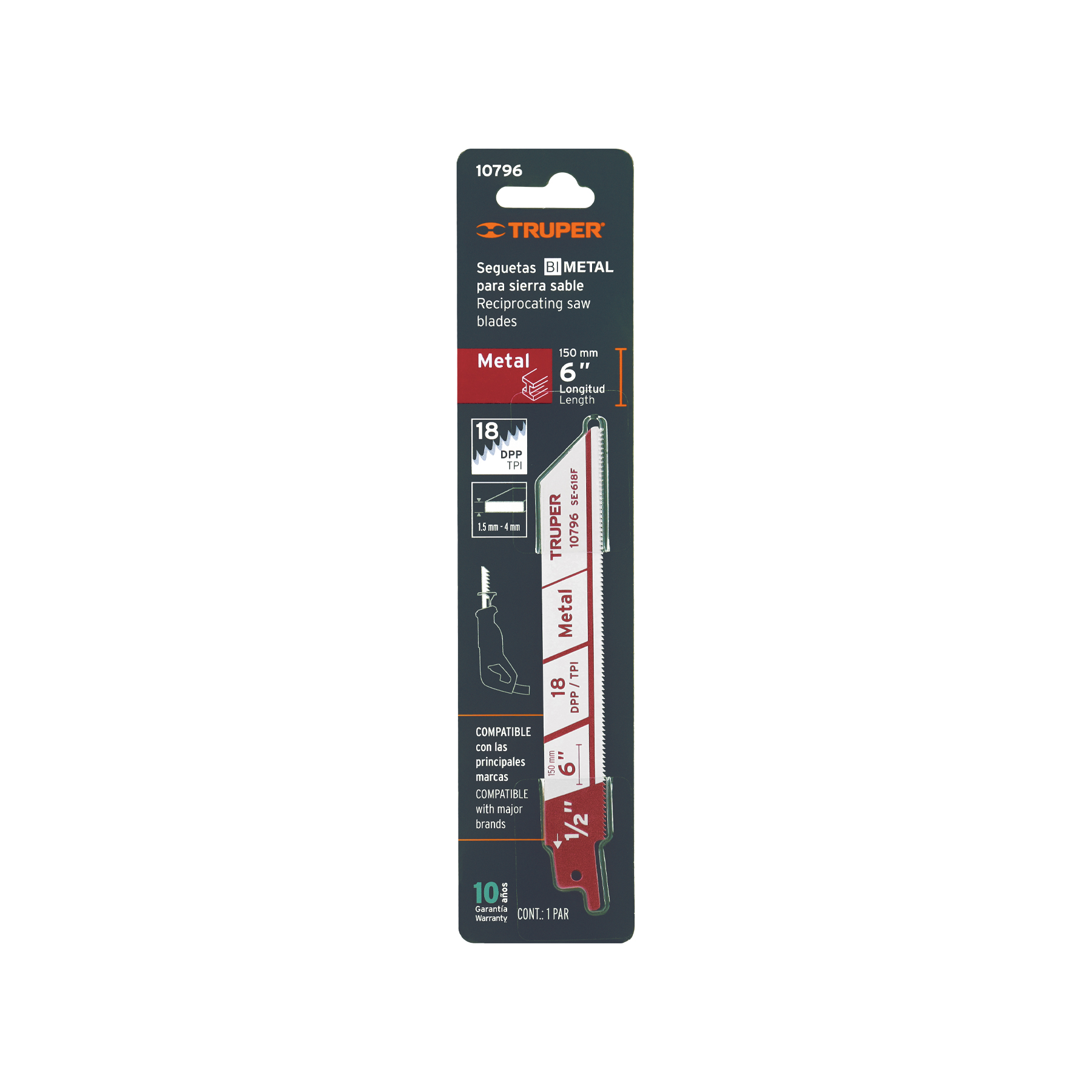 Blíster con 2 seguetas sierra sable 6" 18 DPP para metal TRUPER