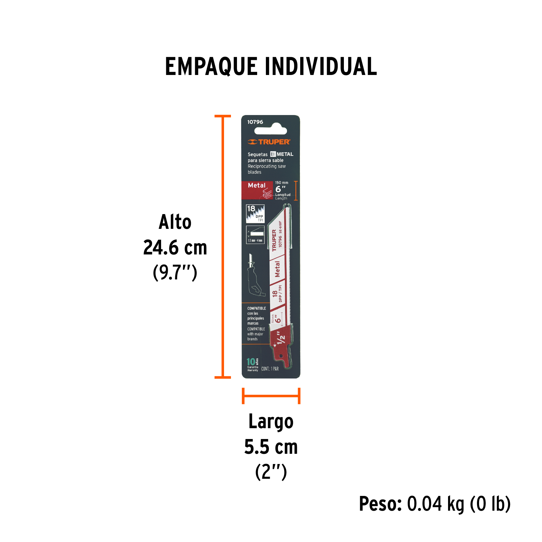 Blíster con 2 seguetas sierra sable 6" 18 DPP para metal TRUPER