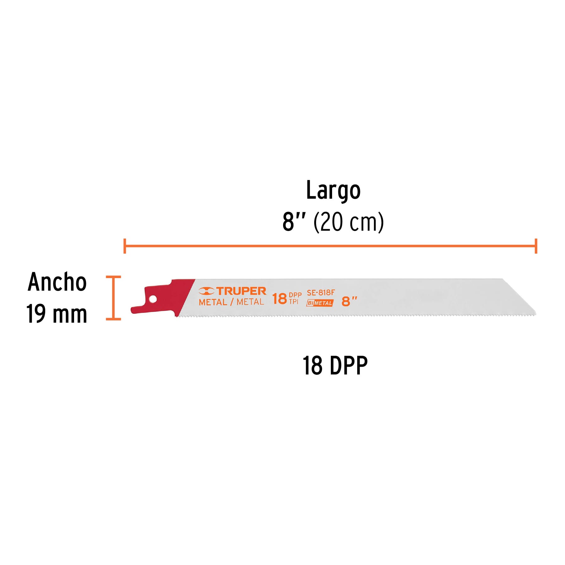 Blíster con 2 seguetas sierra sable 8" 18 DPP para metal TRUPER