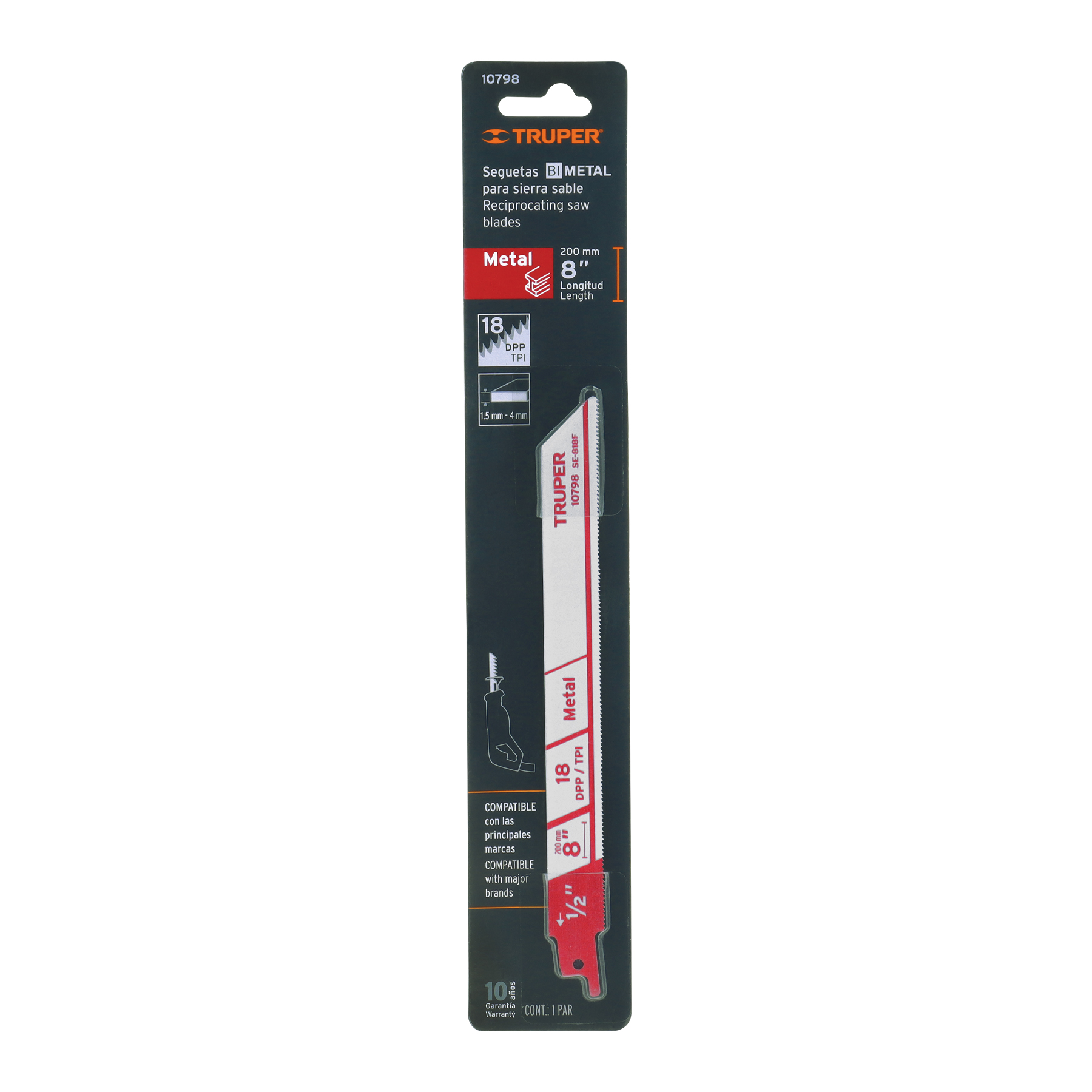 Blíster con 2 seguetas sierra sable 8" 18 DPP para metal TRUPER