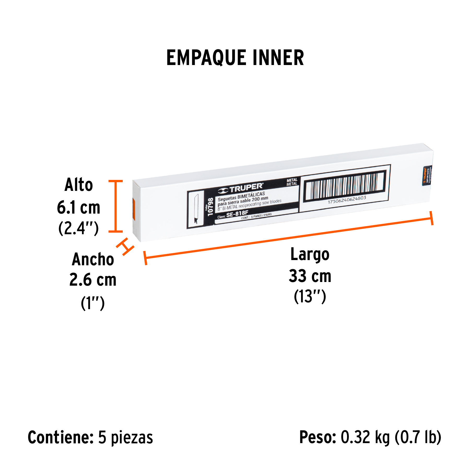 Blíster con 2 seguetas sierra sable 8" 18 DPP para metal TRUPER