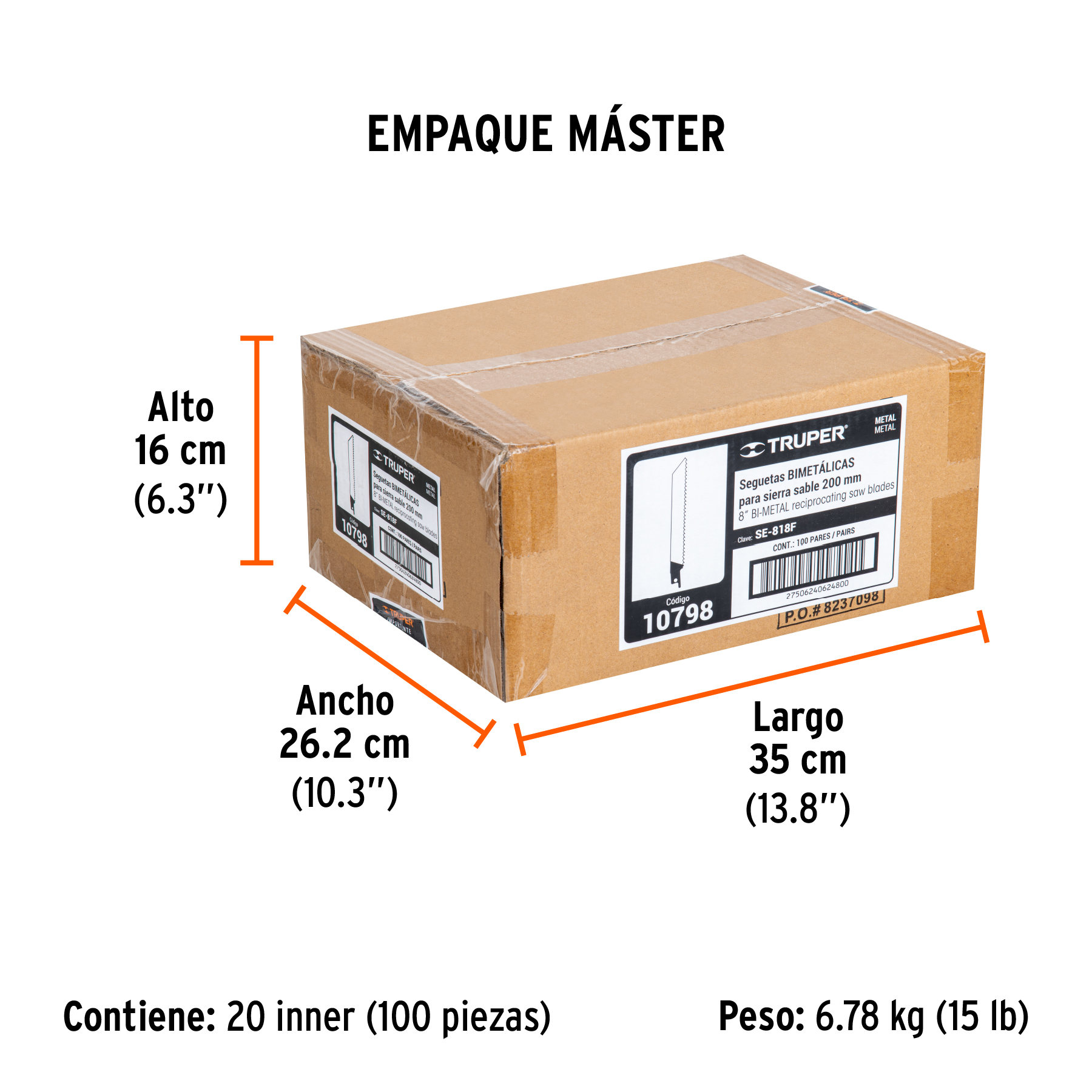 Blíster con 2 seguetas sierra sable 8" 18 DPP para metal TRUPER