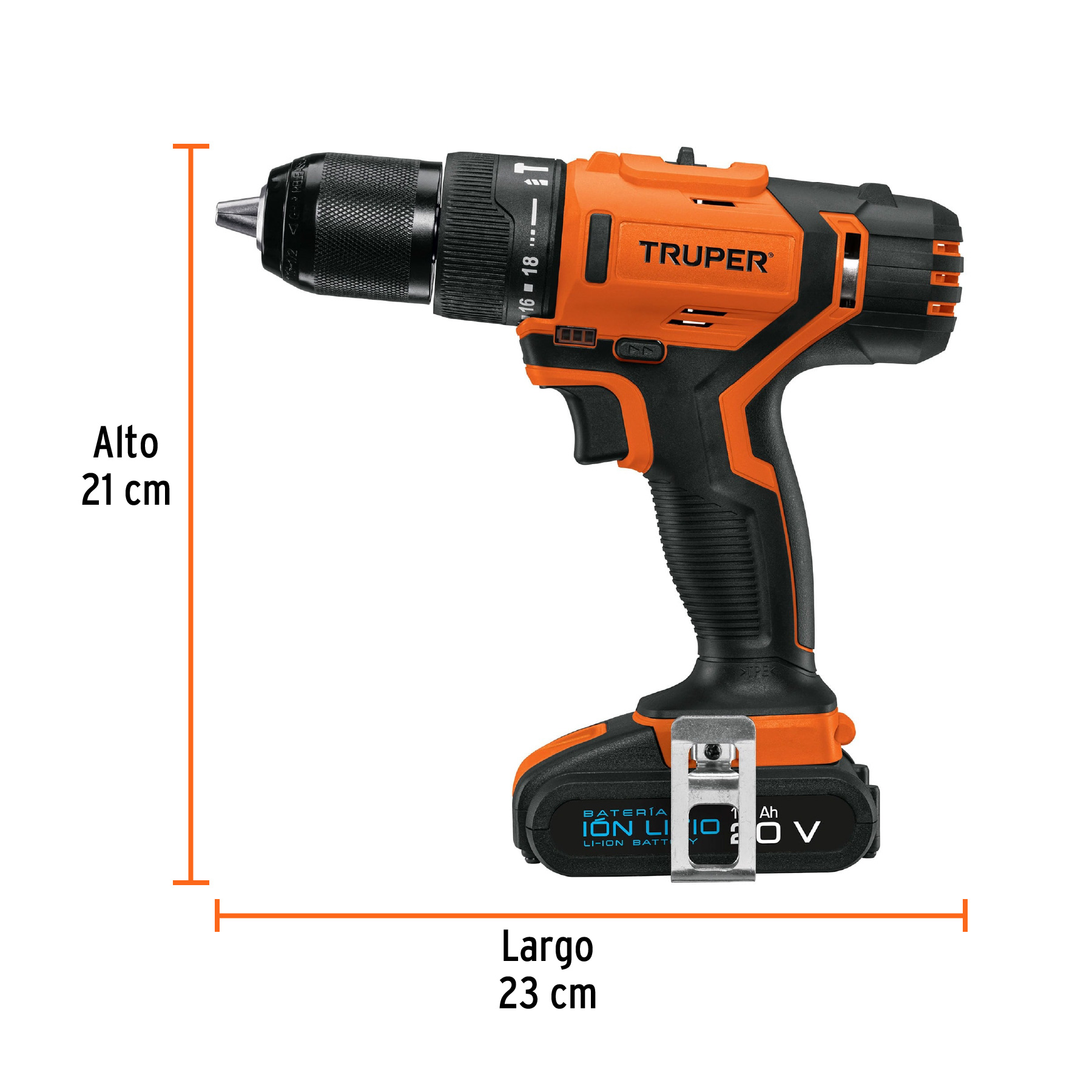 Rotomartillo 1/2", 20V, 1 batería 2Ah, PRO TRUPER