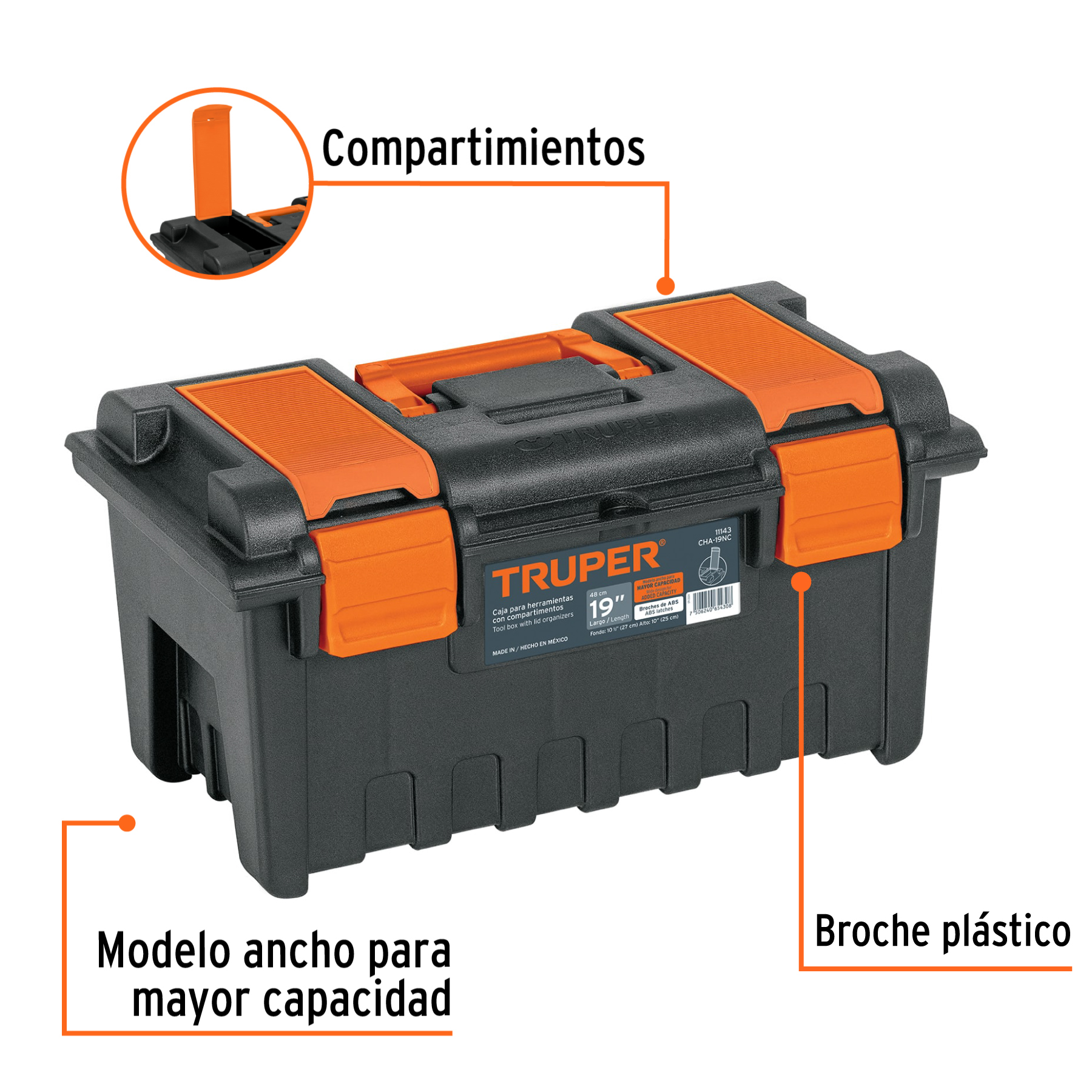 Caja para herramienta de 19" con compartimentos, TRUPER TRUPER