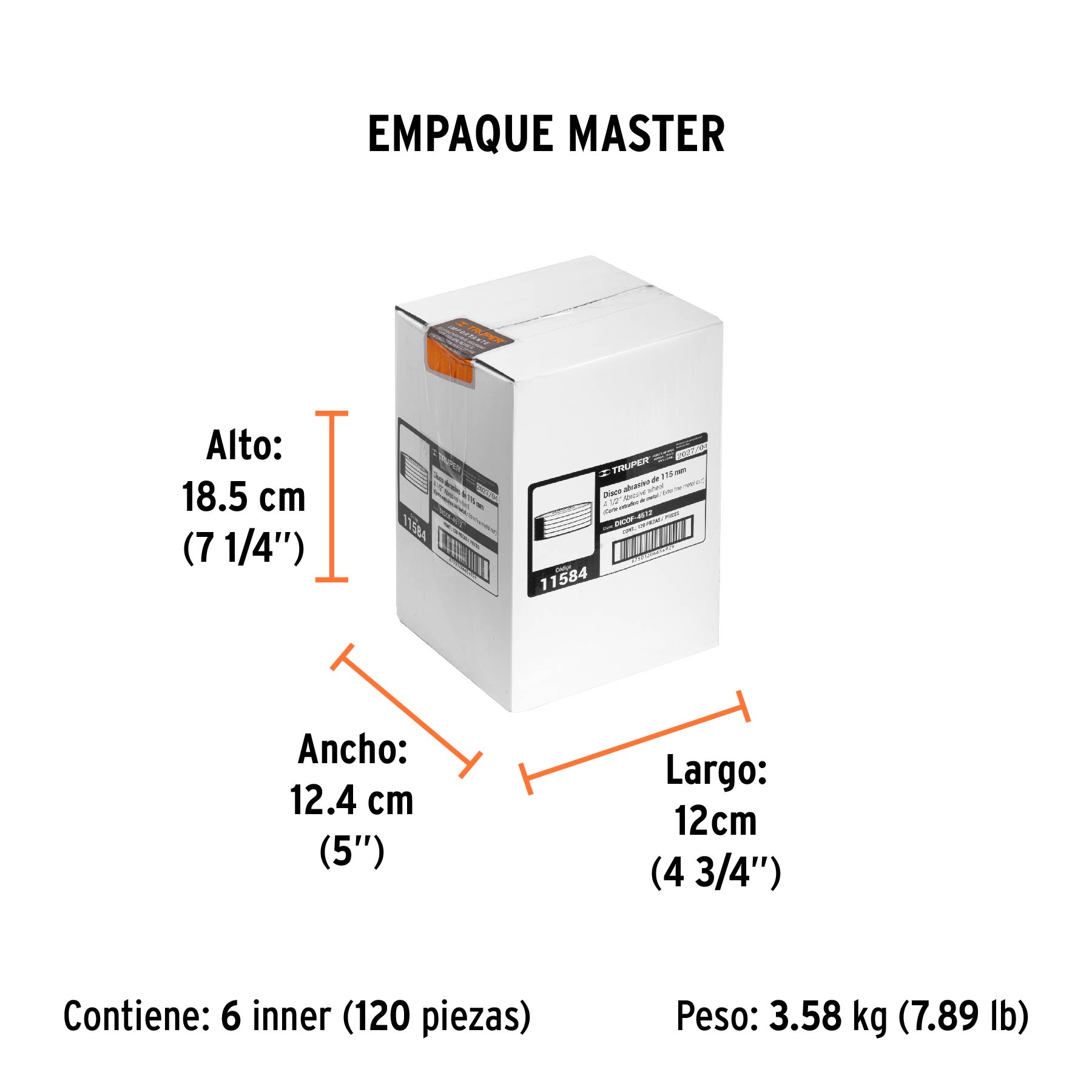 Disco abrasivo de corte preciso metal 4-1/2" x 1.2 mm,TRUPER TRUPER