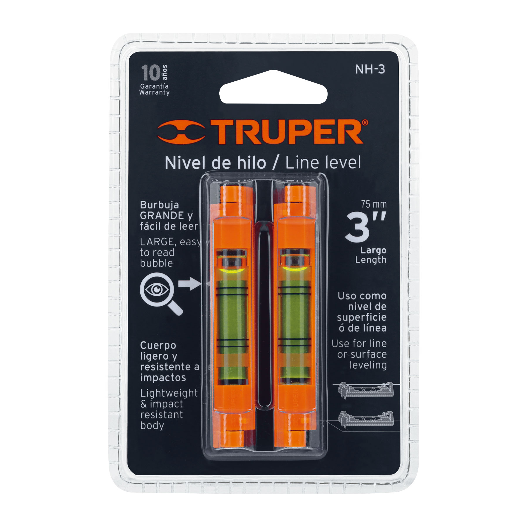 Blíster con 2 niveles de hilo burbuja grande fácil lectura TRUPER
