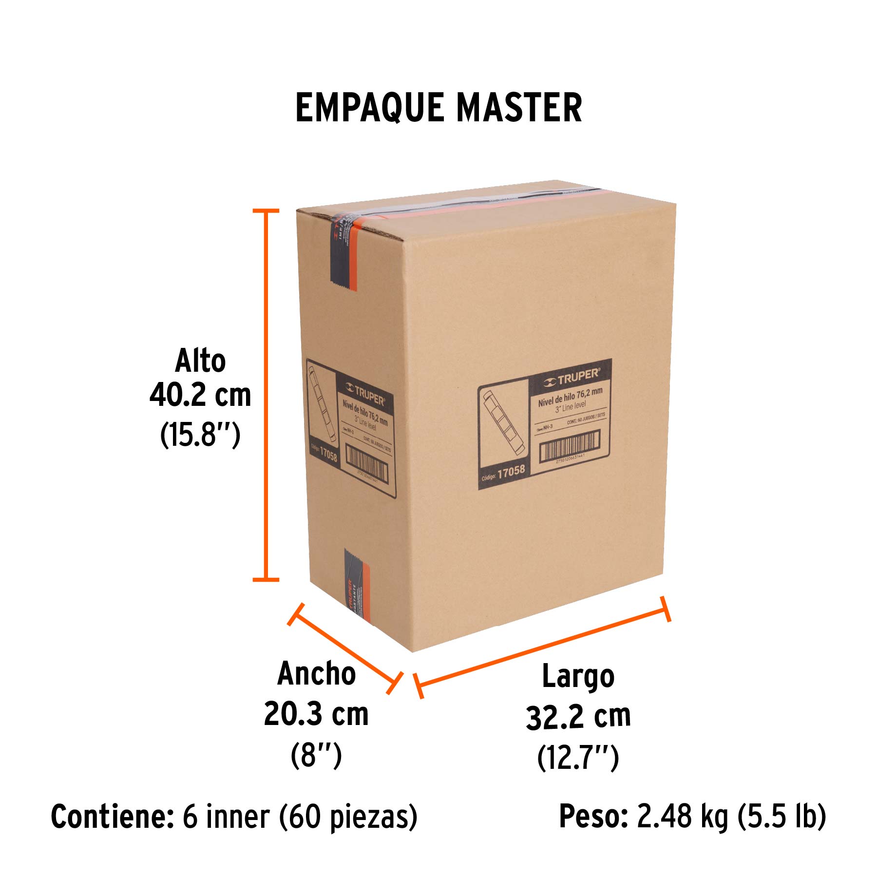 Blíster con 2 niveles de hilo burbuja grande fácil lectura TRUPER