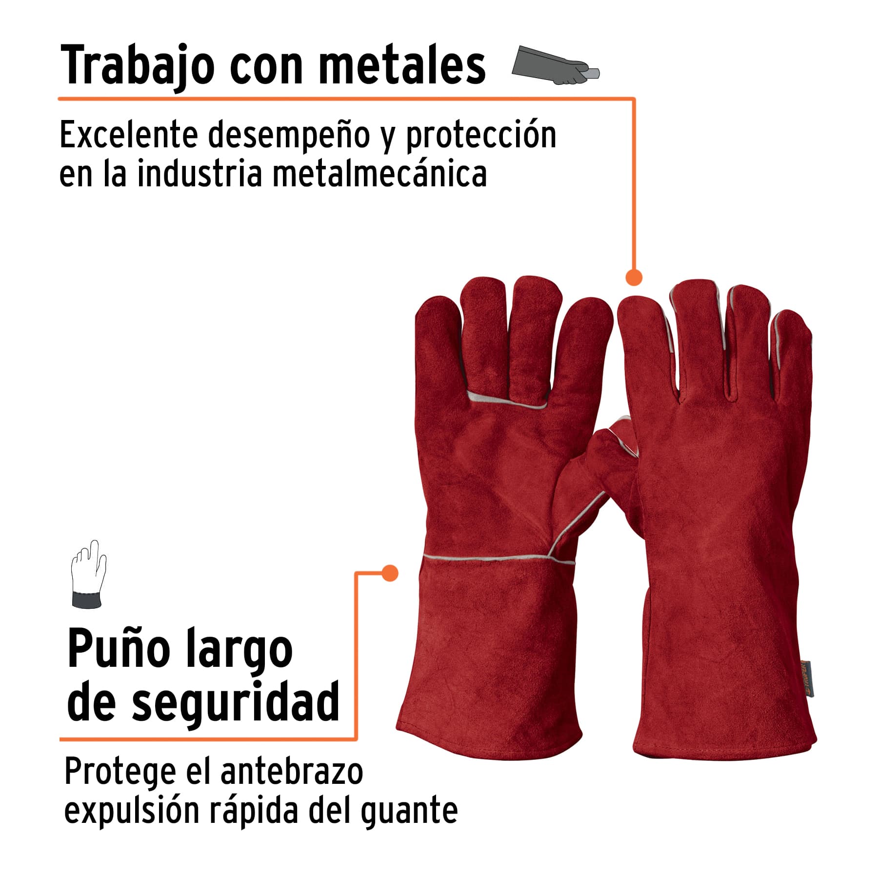 Guantes para soldador, rojos, TRUPER TRUPER