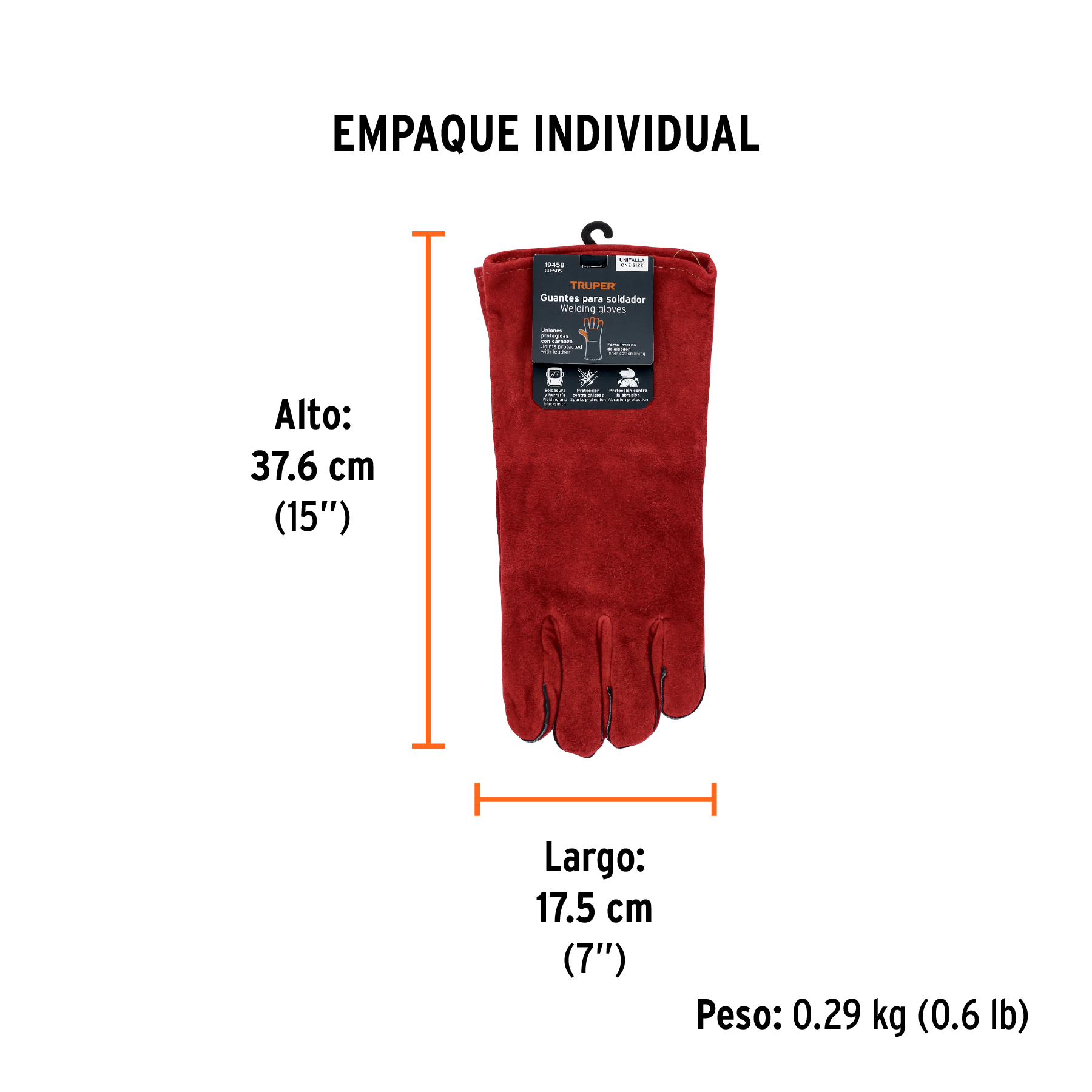 Guantes para soldador, rojos, TRUPER TRUPER