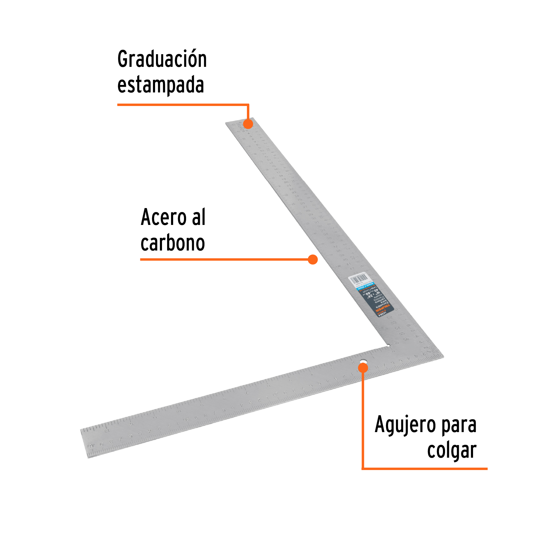 Escuadra 16"x24" de acero para cantero, TRUPER TRUPER